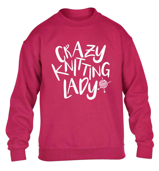 Crazy knitting lady children's pink sweater 12-13 Years