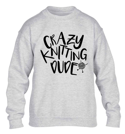 Crazy knitting dude children's grey sweater 12-13 Years