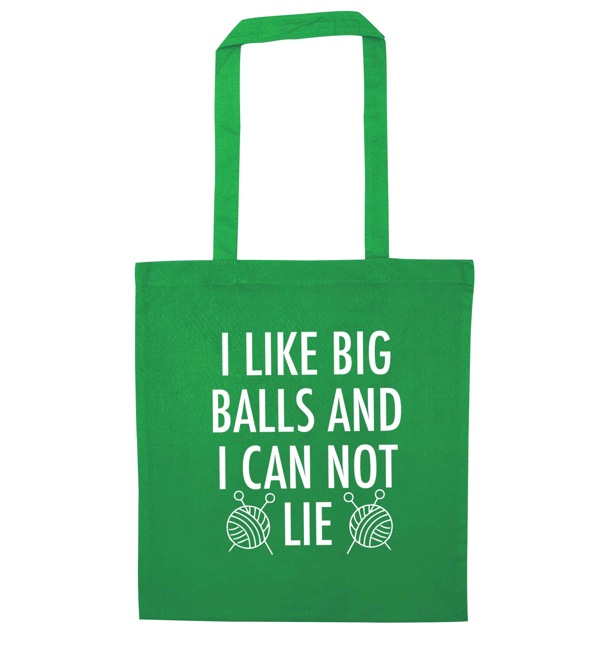 I like big balls and I can not lie green tote bag