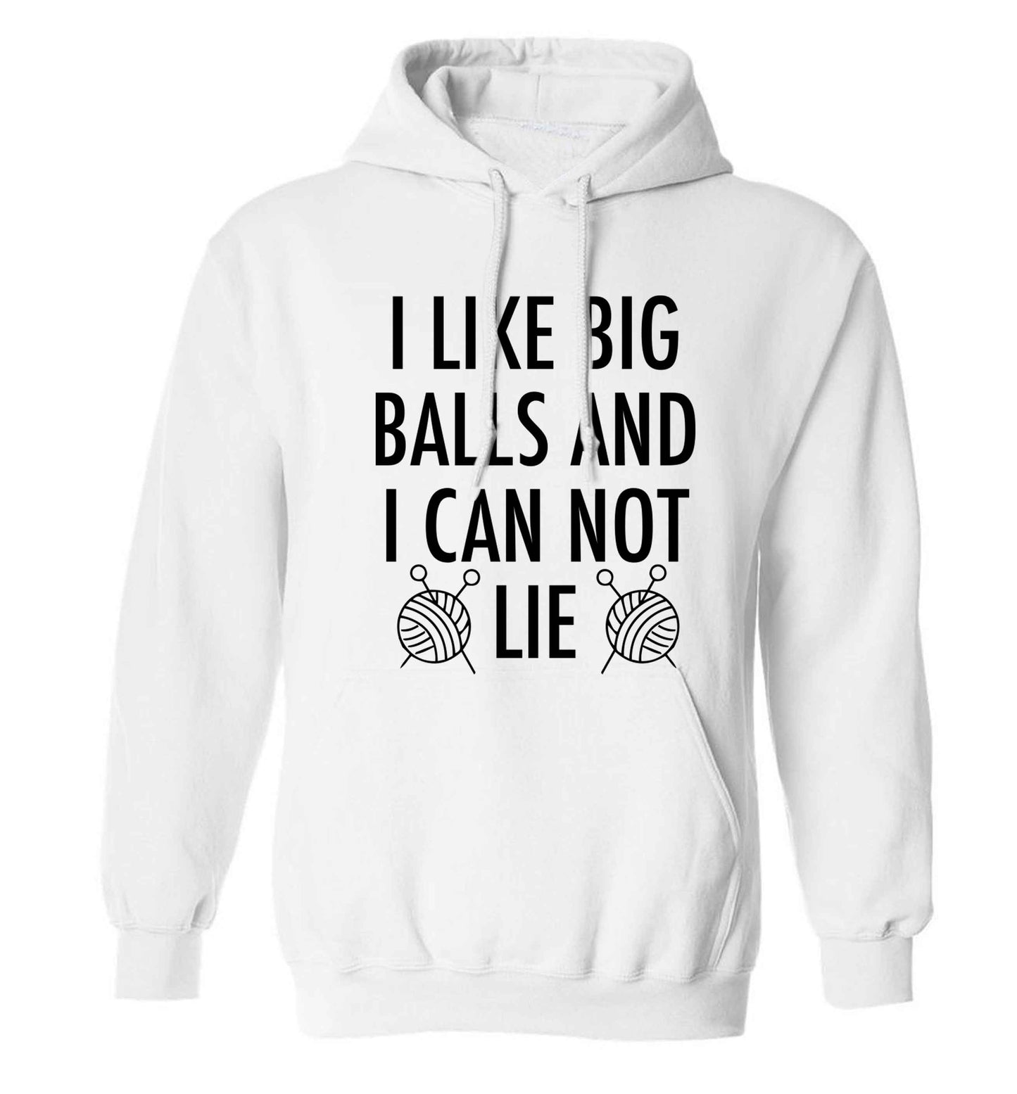 I like big balls and I can not lie adults unisex white hoodie 2XL