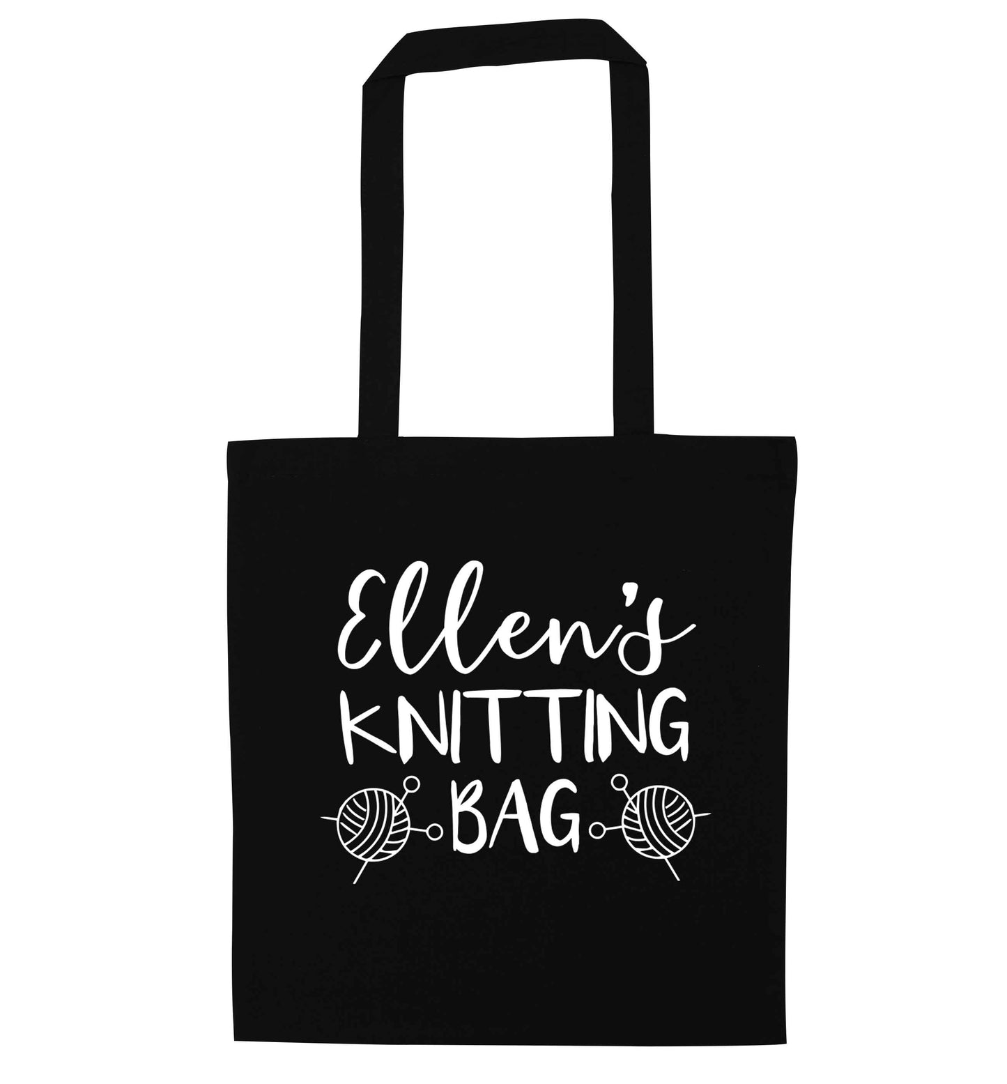 Personalised knitting bag black tote bag