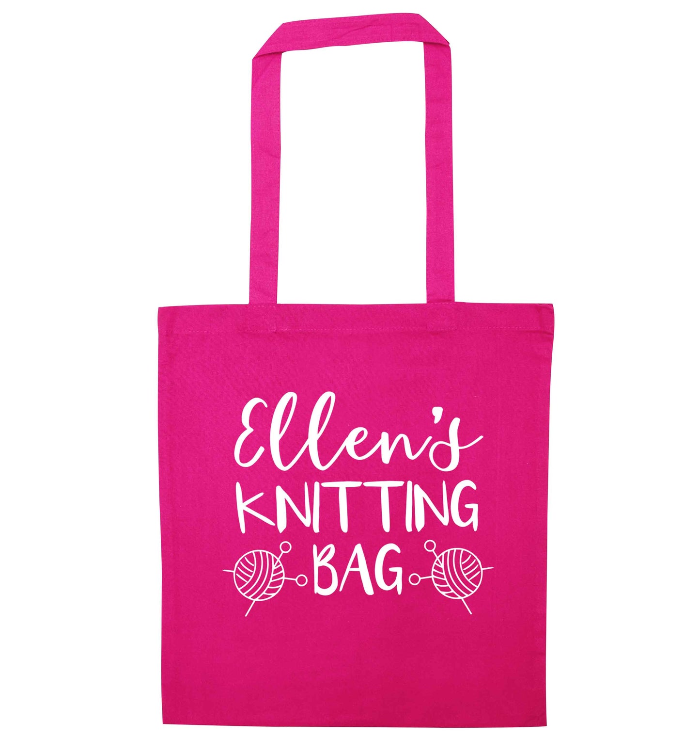 Personalised knitting bag pink tote bag
