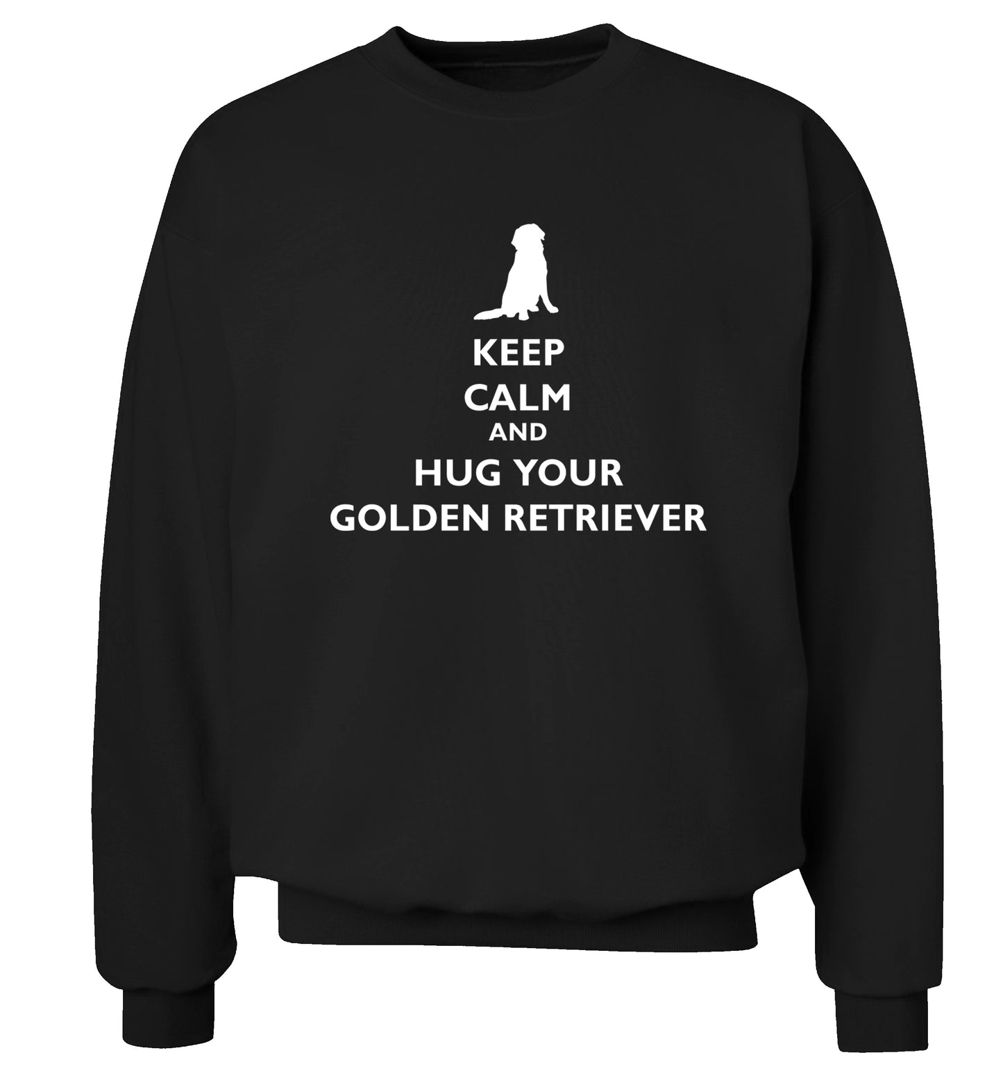 Keep calm and hug your golden retriever Adult's unisex black Sweater 2XL