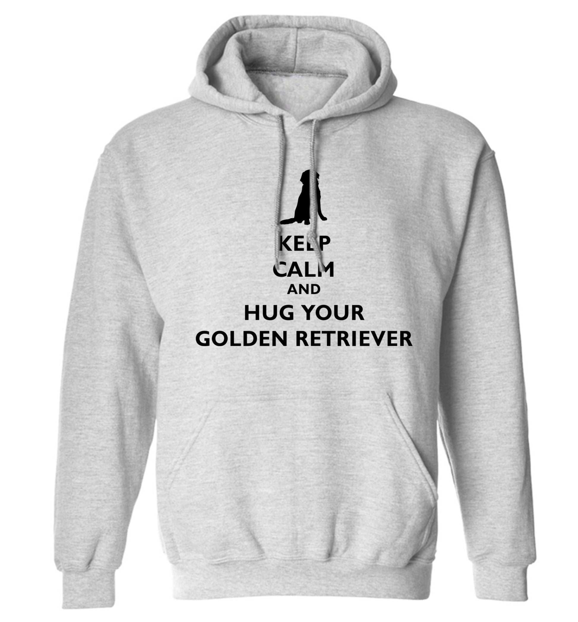 Keep calm and hug your golden retriever adults unisex grey hoodie 2XL