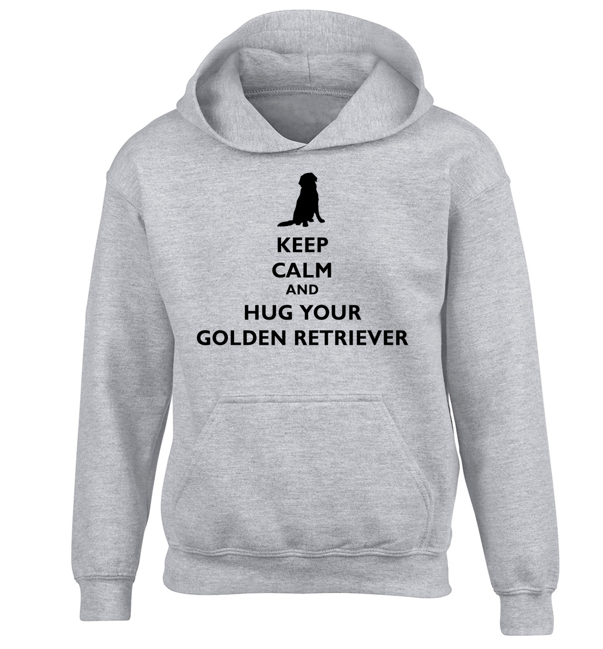 Keep calm and hug your golden retriever children's grey hoodie 12-13 Years