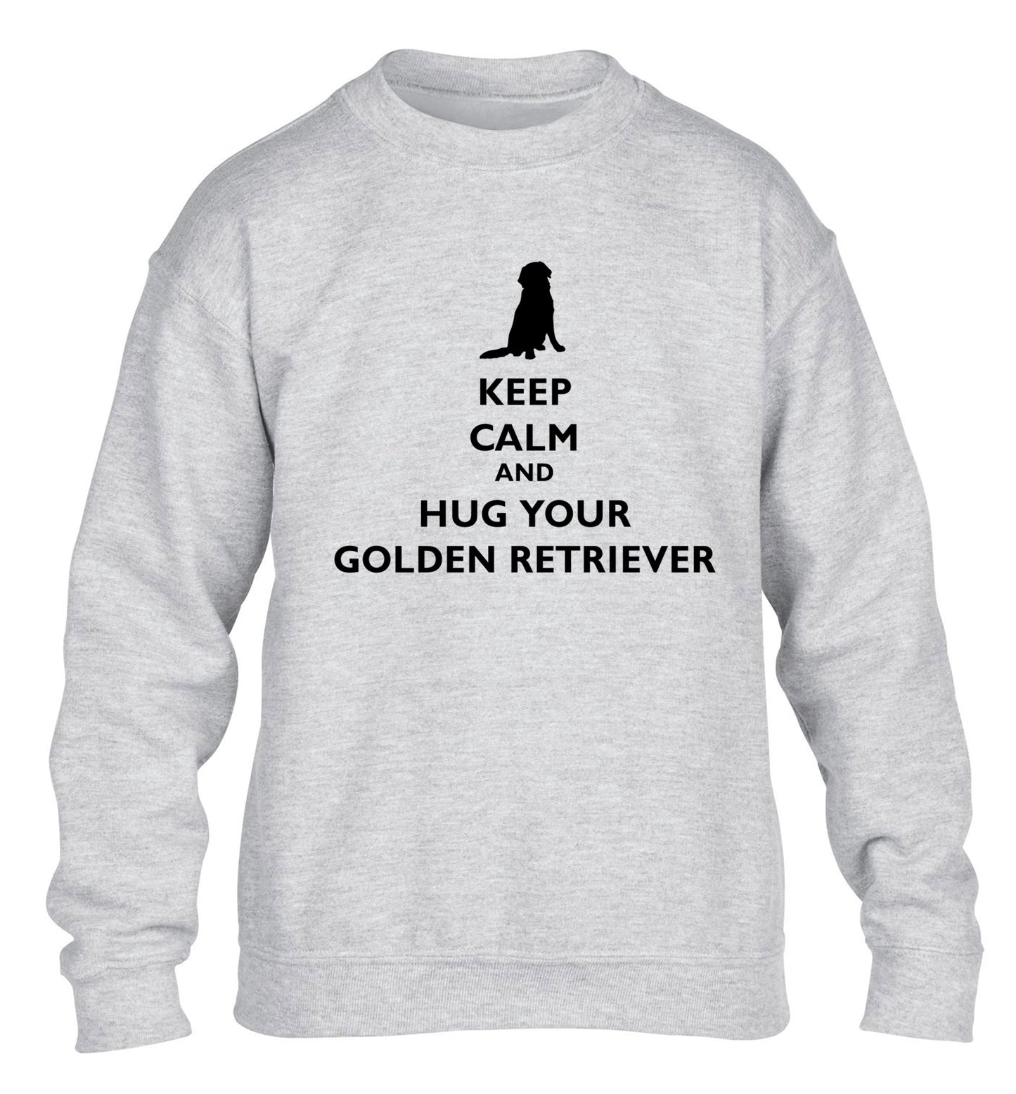 Keep calm and hug your golden retriever children's grey sweater 12-13 Years