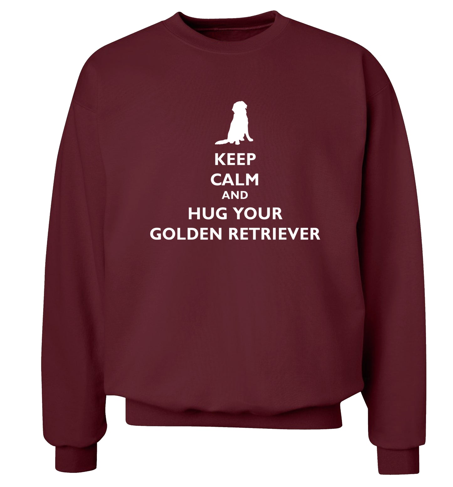 Keep calm and hug your golden retriever Adult's unisex maroon Sweater 2XL