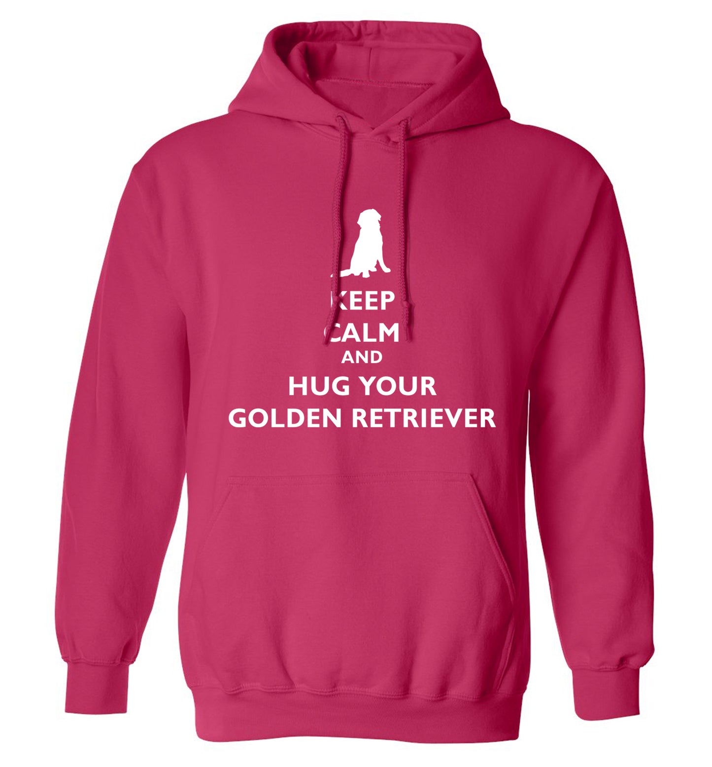 Keep calm and hug your golden retriever adults unisex pink hoodie 2XL