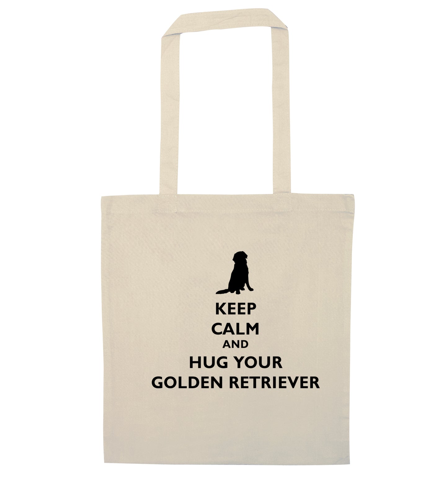 Keep calm and hug your golden retriever natural tote bag