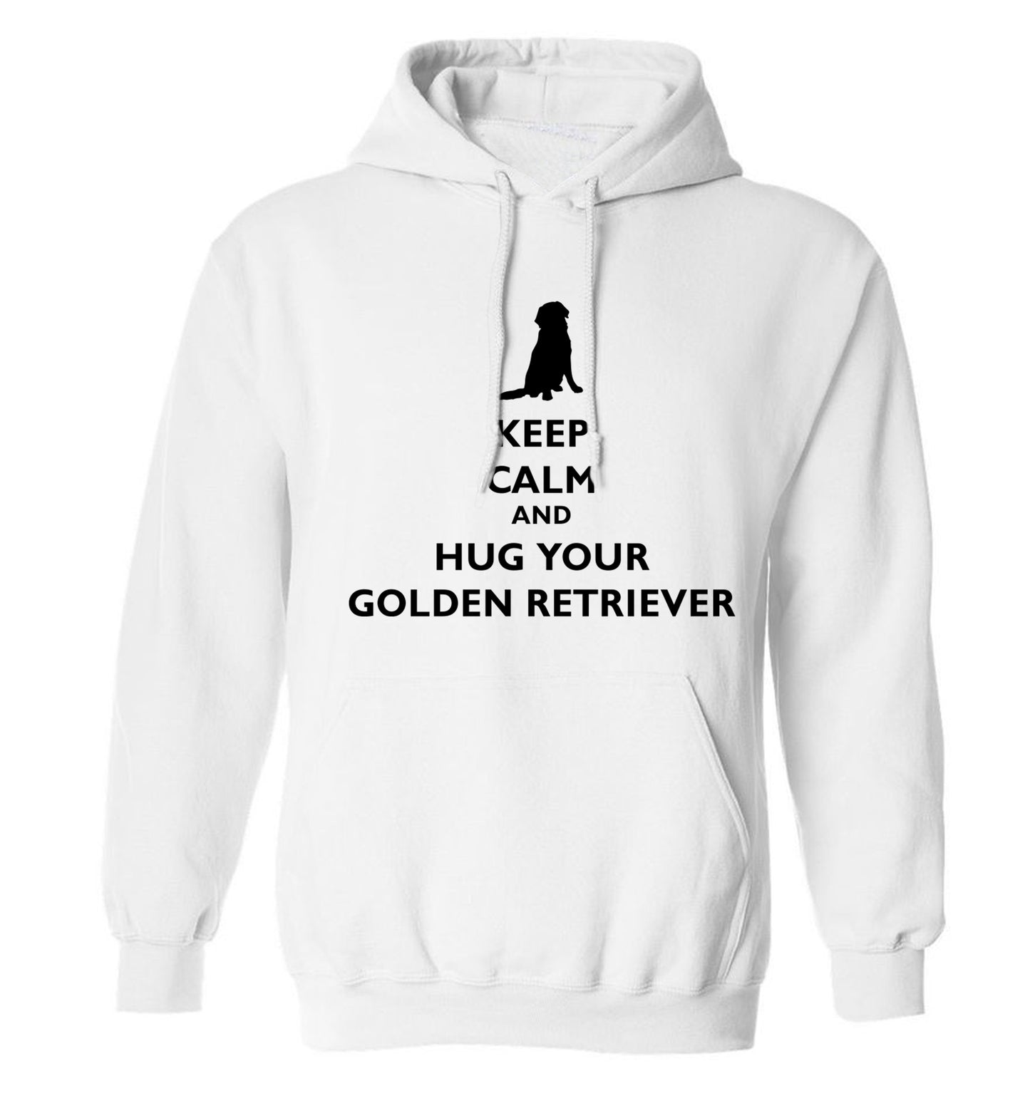 Keep calm and hug your golden retriever adults unisex white hoodie 2XL