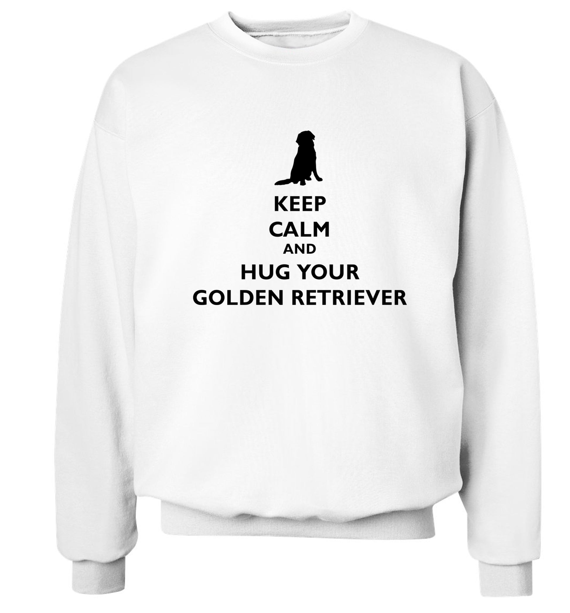Keep calm and hug your golden retriever Adult's unisex white Sweater 2XL
