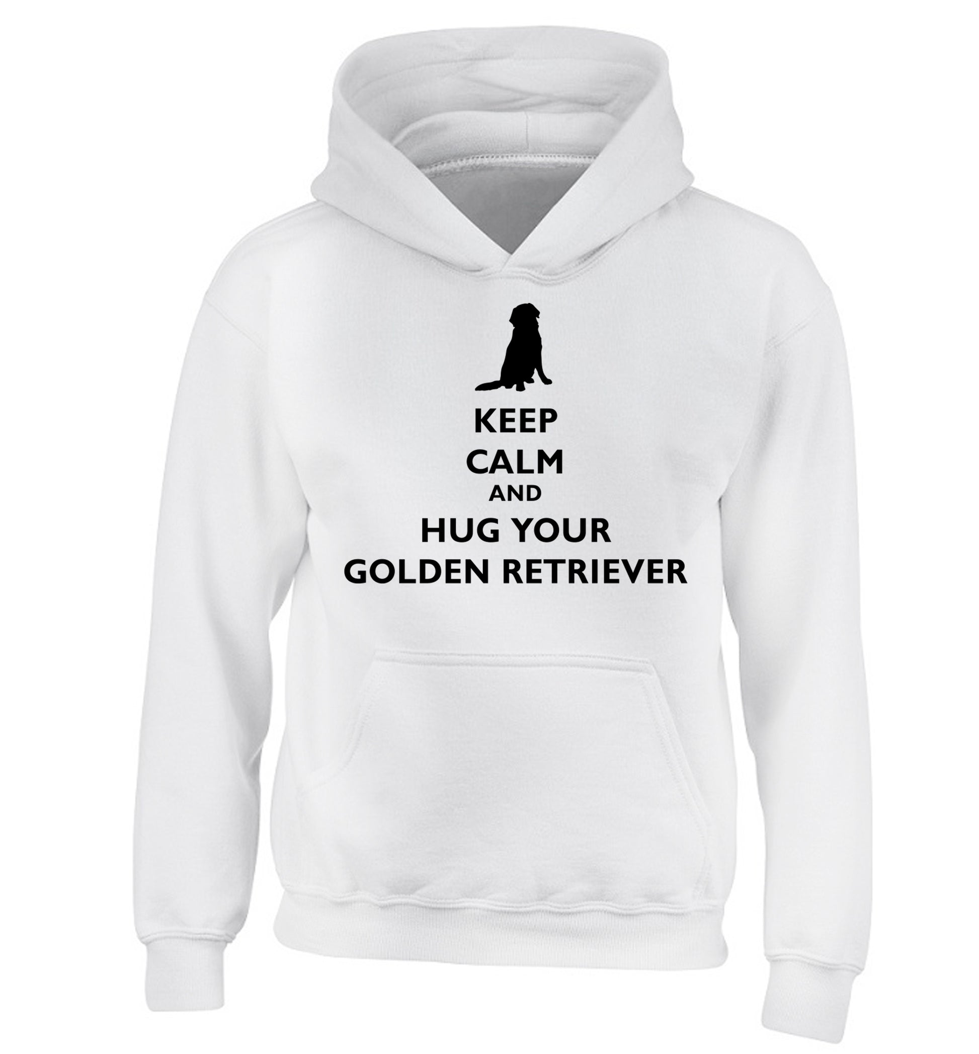 Keep calm and hug your golden retriever children's white hoodie 12-13 Years