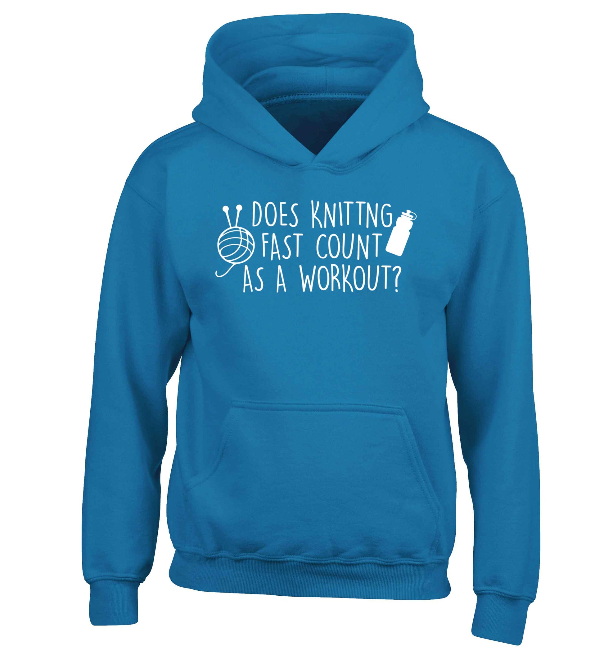 Does knitting fast count as a workout? children's blue hoodie 12-13 Years
