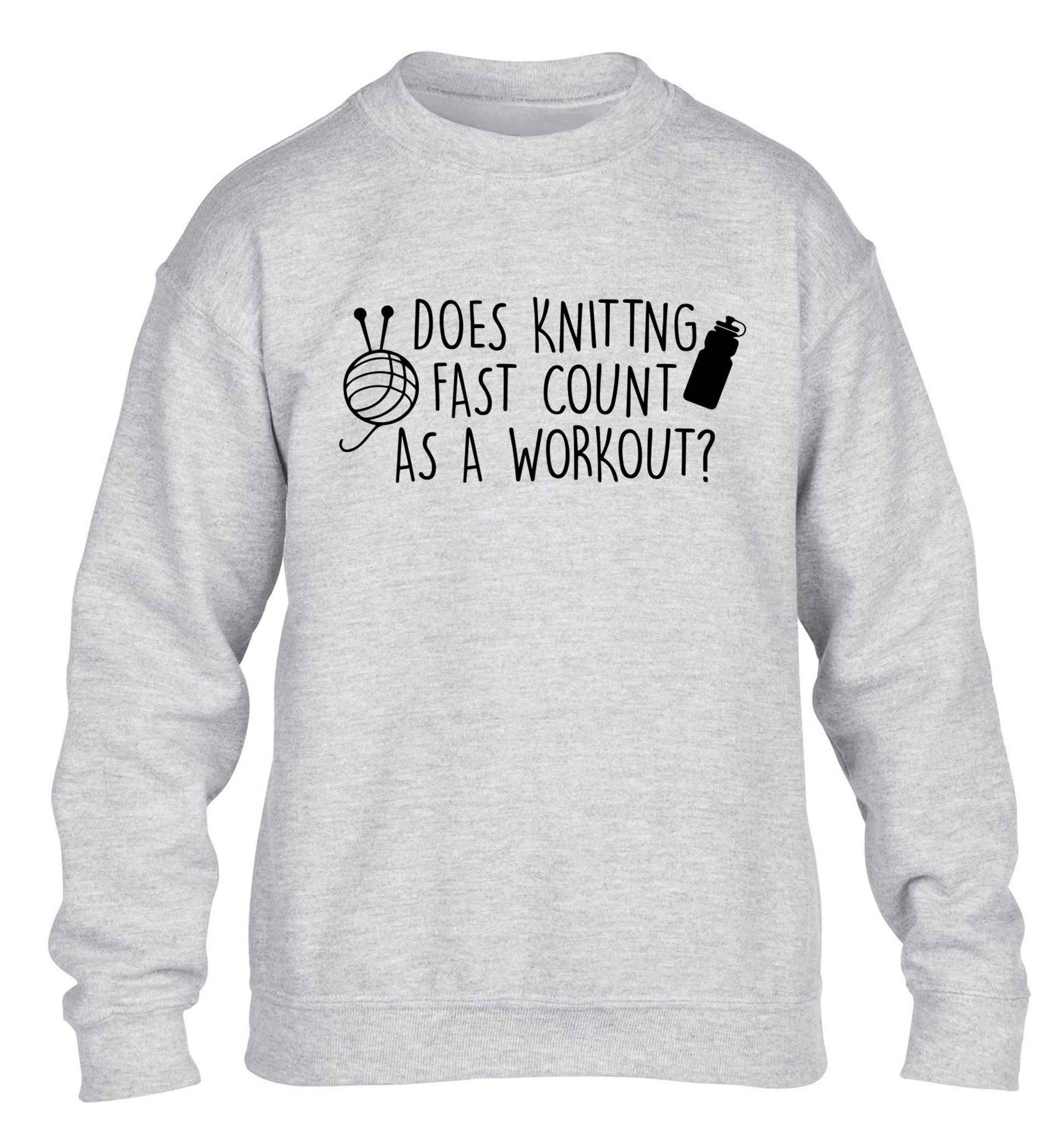 Does knitting fast count as a workout? children's grey sweater 12-13 Years