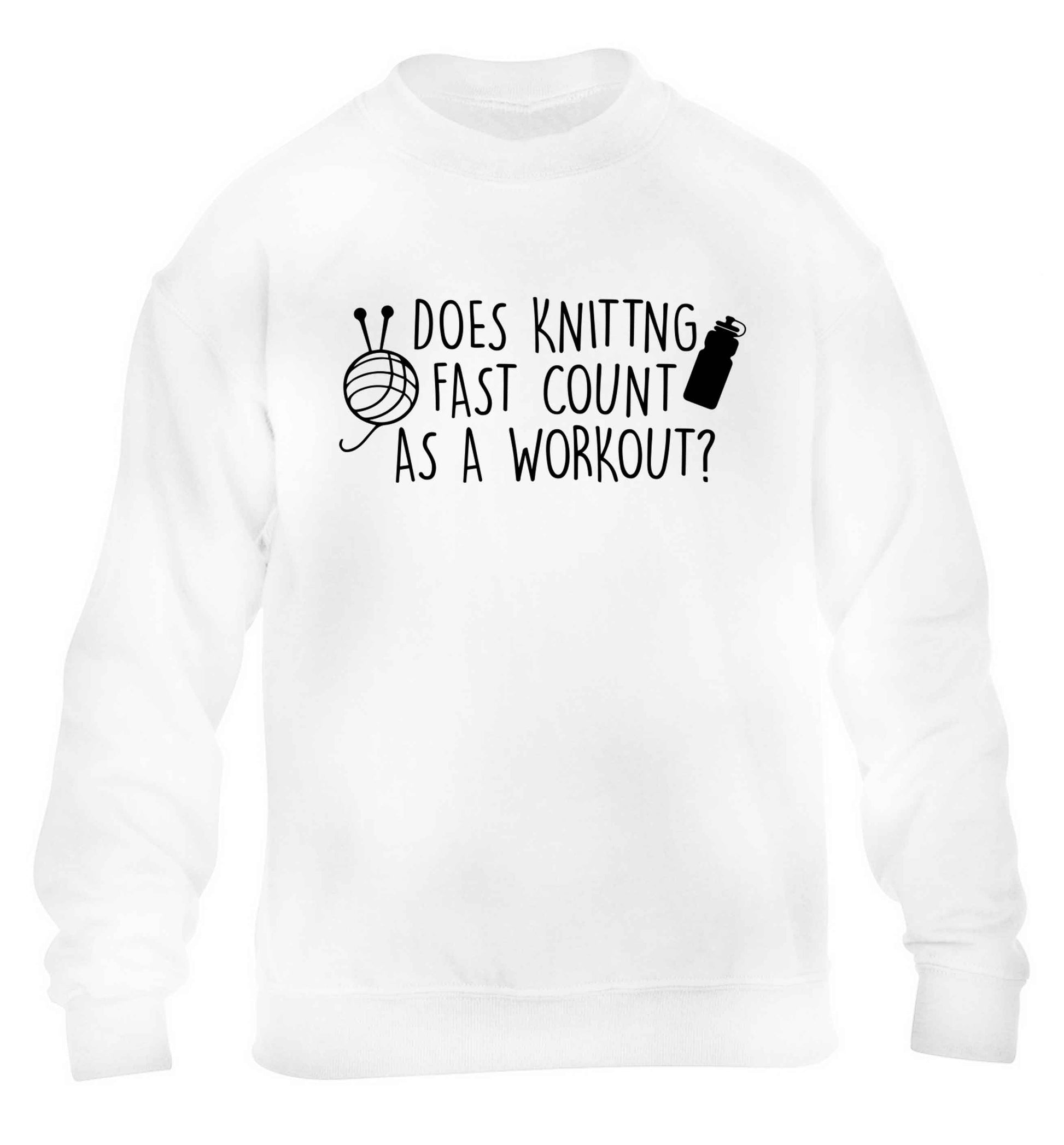 Does knitting fast count as a workout? children's white sweater 12-13 Years