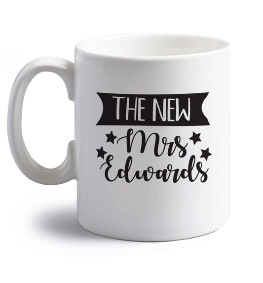 Introducing the new Mrs personalised right handed white ceramic mug 