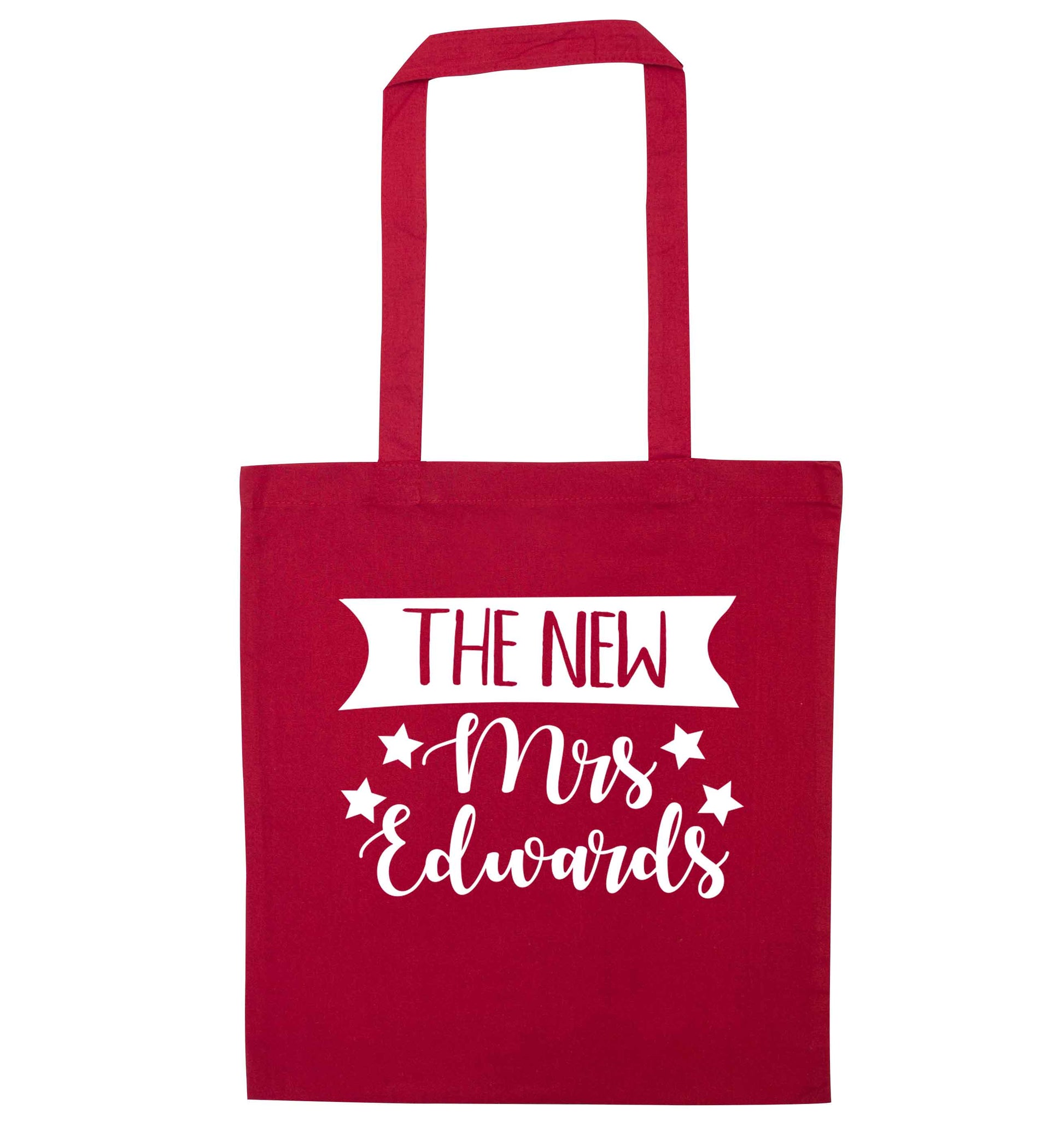 Introducing the new Mrs personalised red tote bag