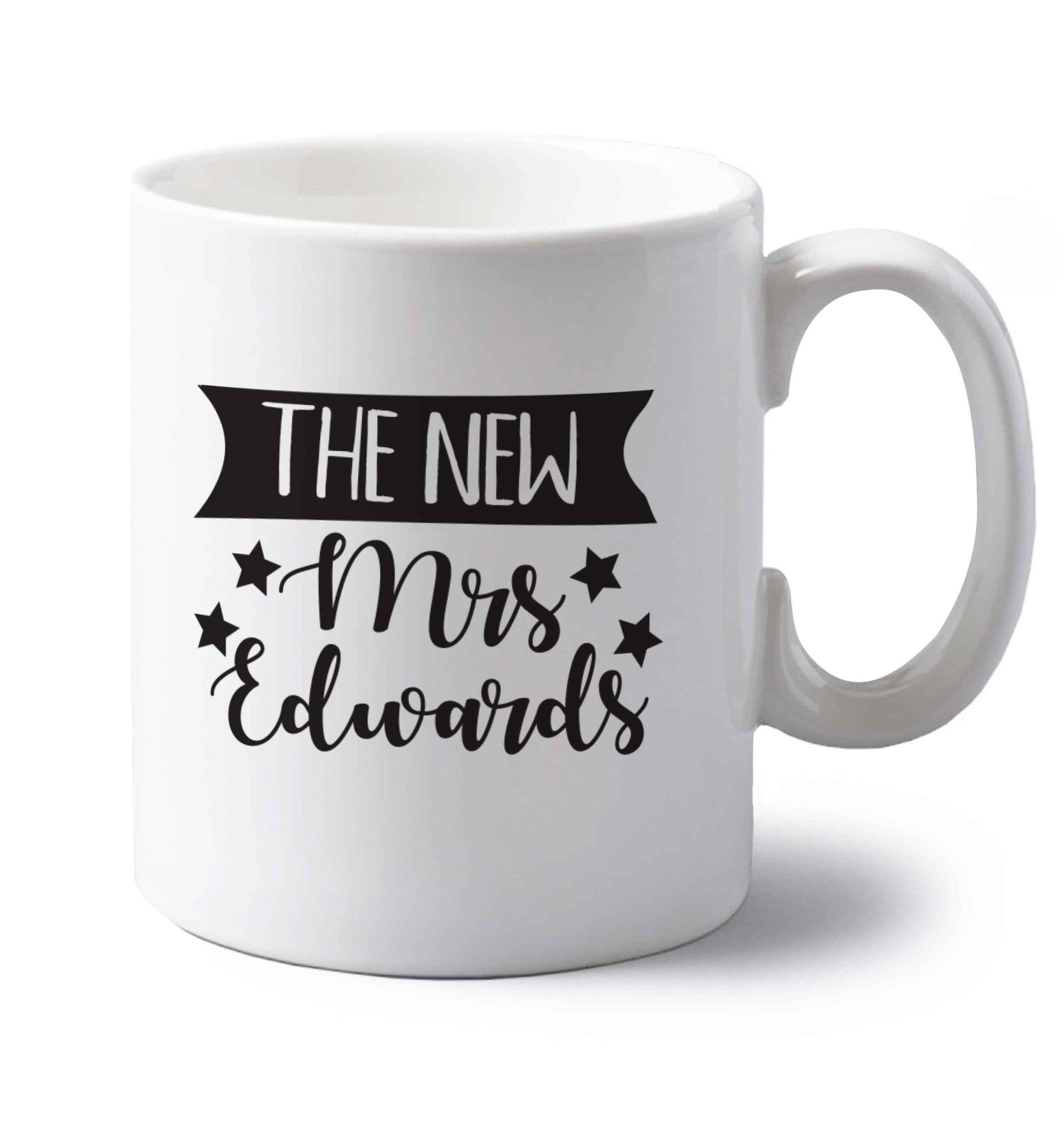 Introducing the new Mrs personalised left handed white ceramic mug 