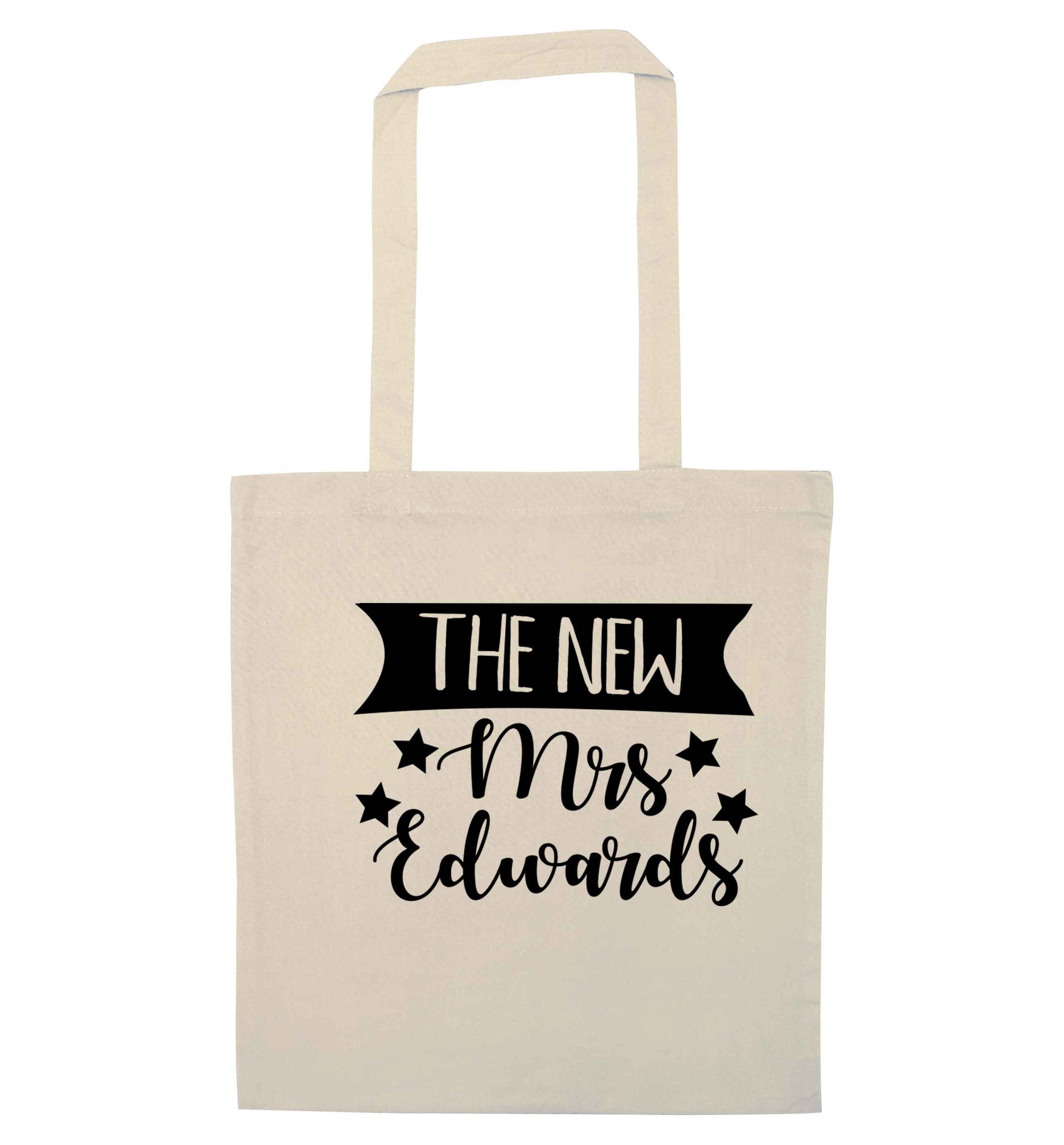 Introducing the new Mrs personalised natural tote bag
