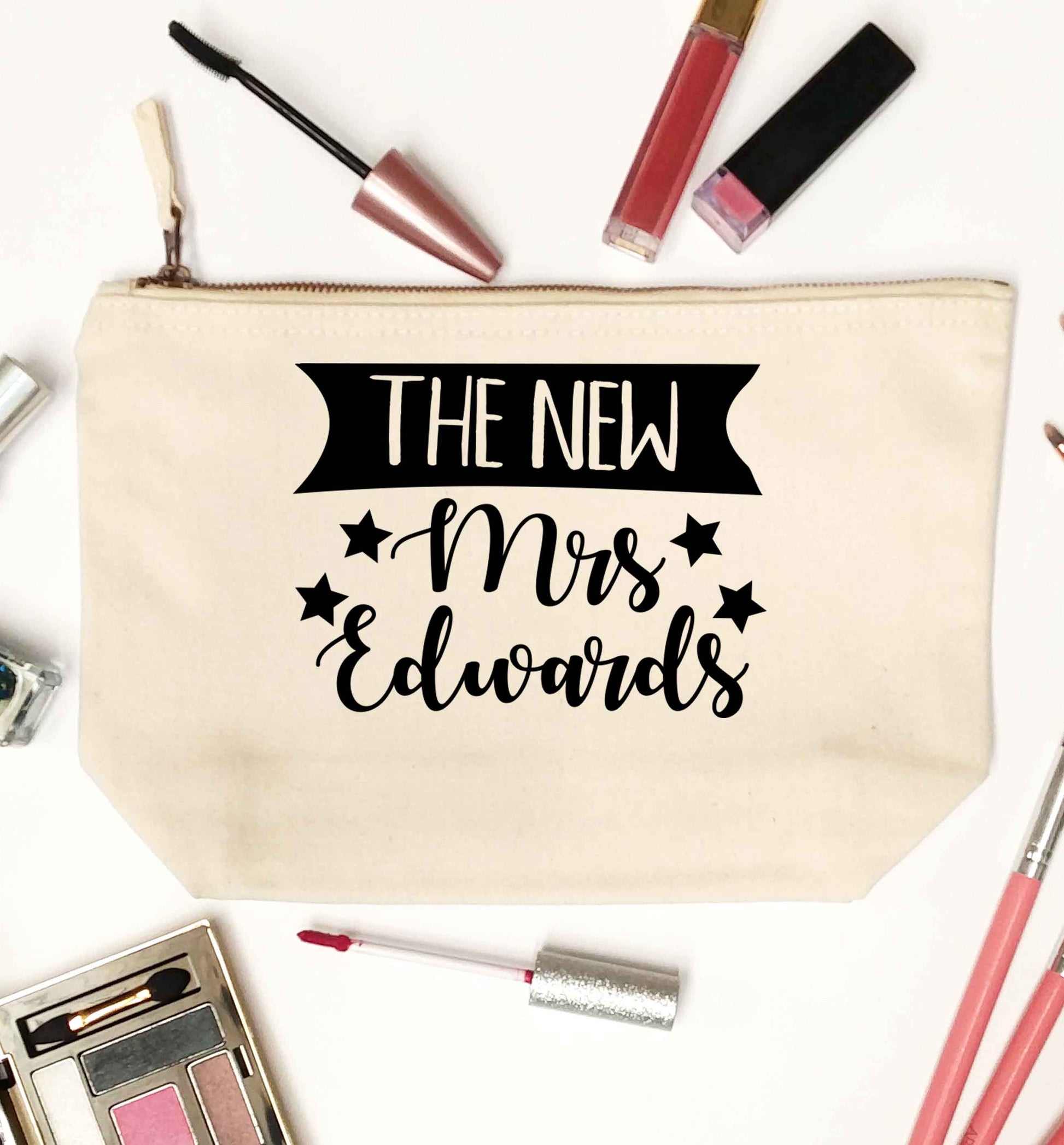 Introducing the new Mrs personalised natural makeup bag