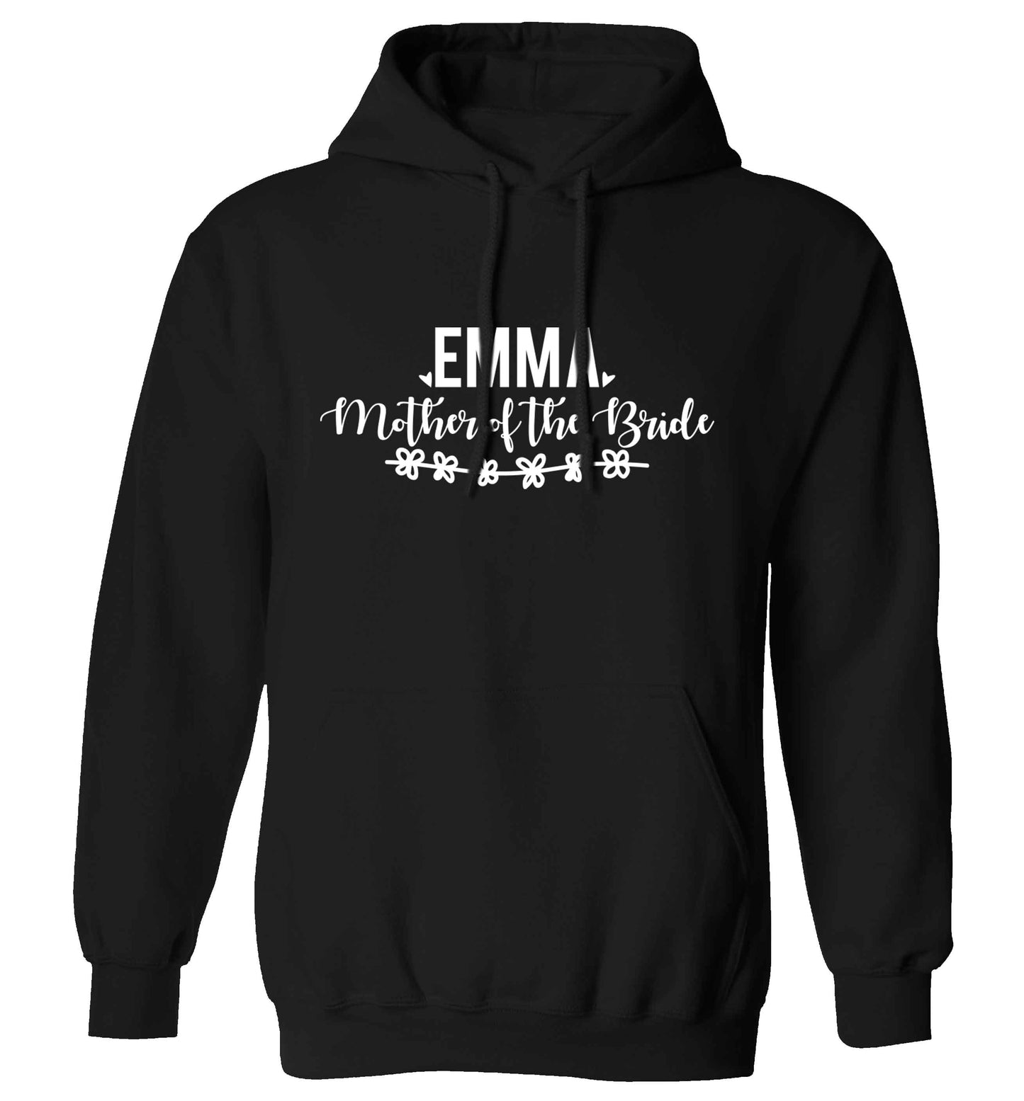 Personalised mother of the bride adults unisex black hoodie 2XL