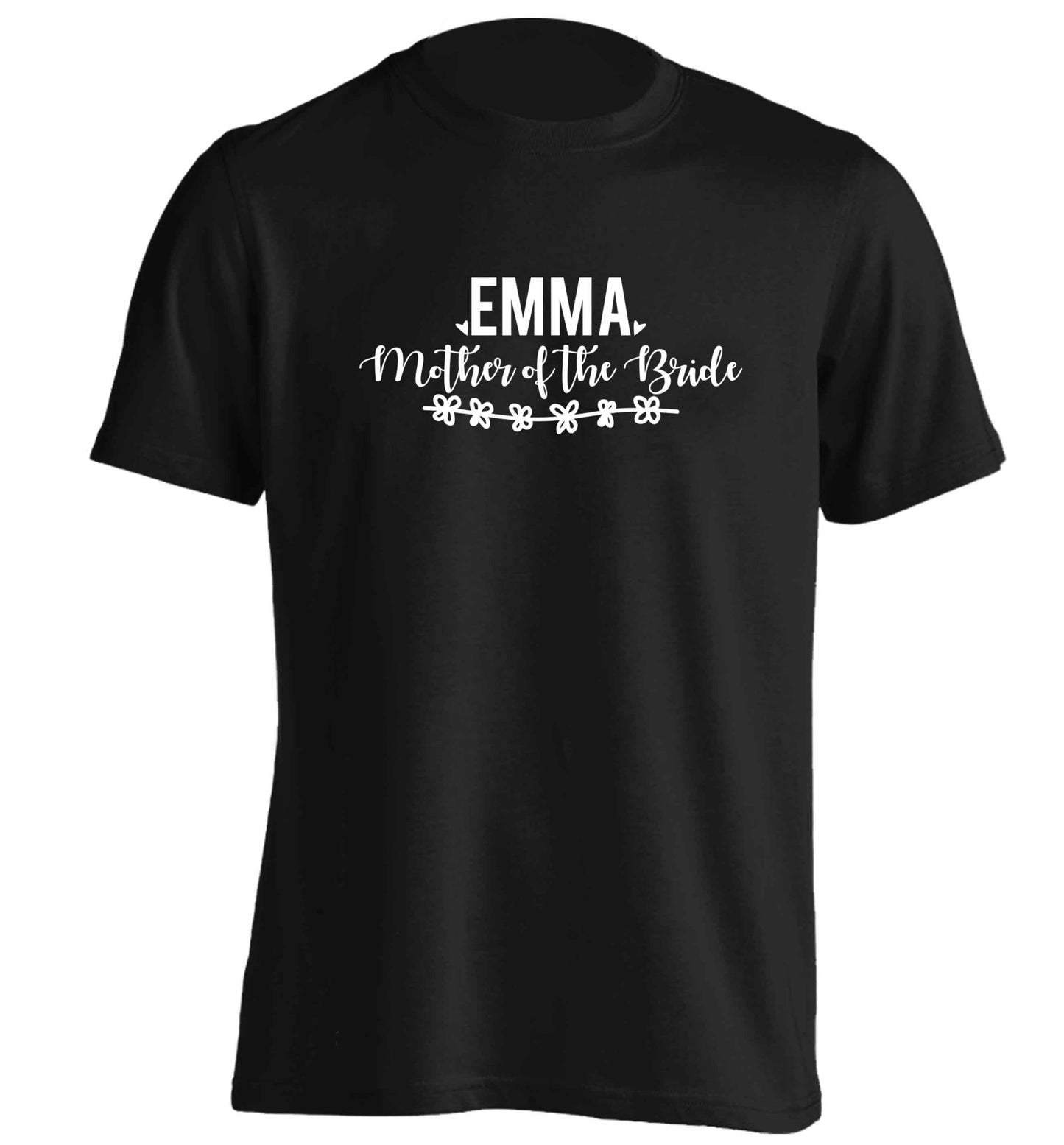 Personalised mother of the bride adults unisex black Tshirt 2XL