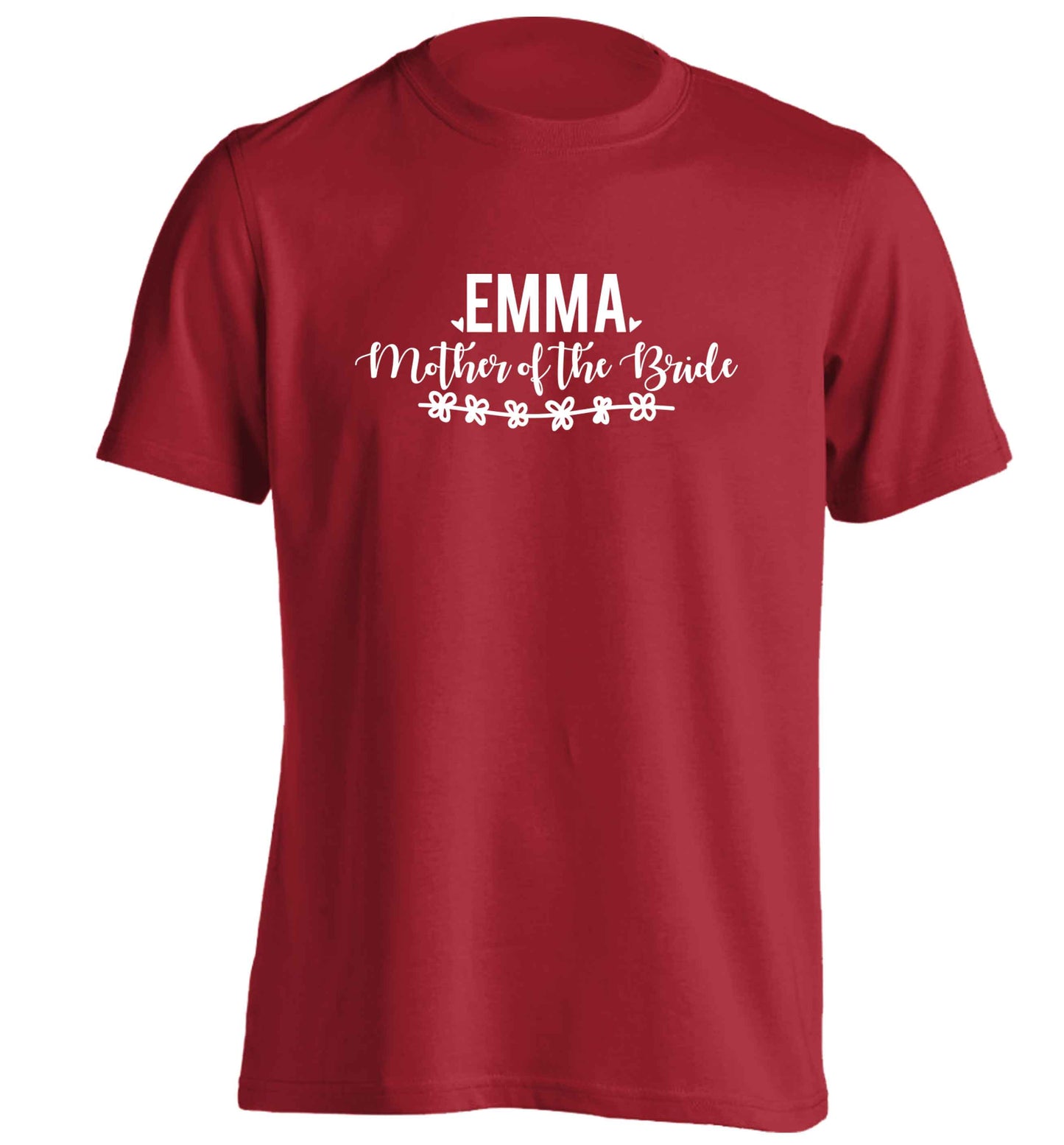 Personalised mother of the bride adults unisex red Tshirt 2XL