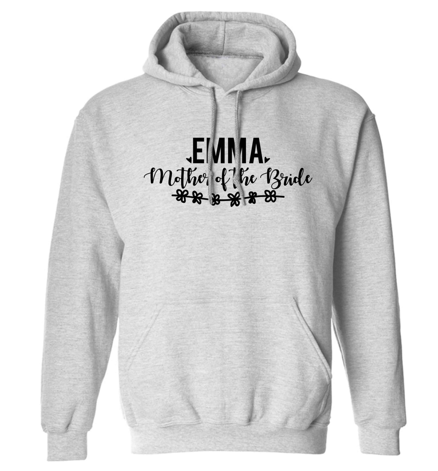 Personalised mother of the bride adults unisex grey hoodie 2XL