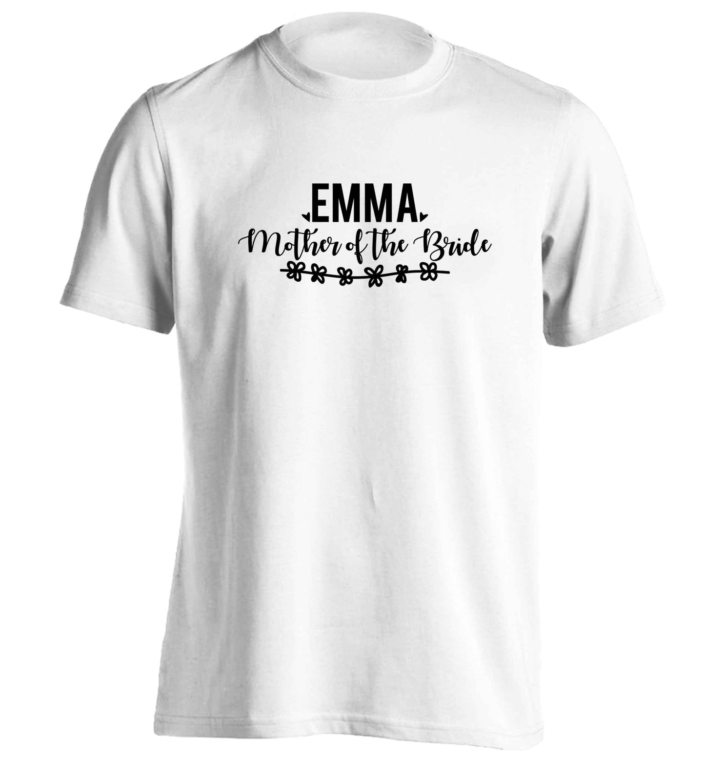 Personalised mother of the bride adults unisex white Tshirt 2XL