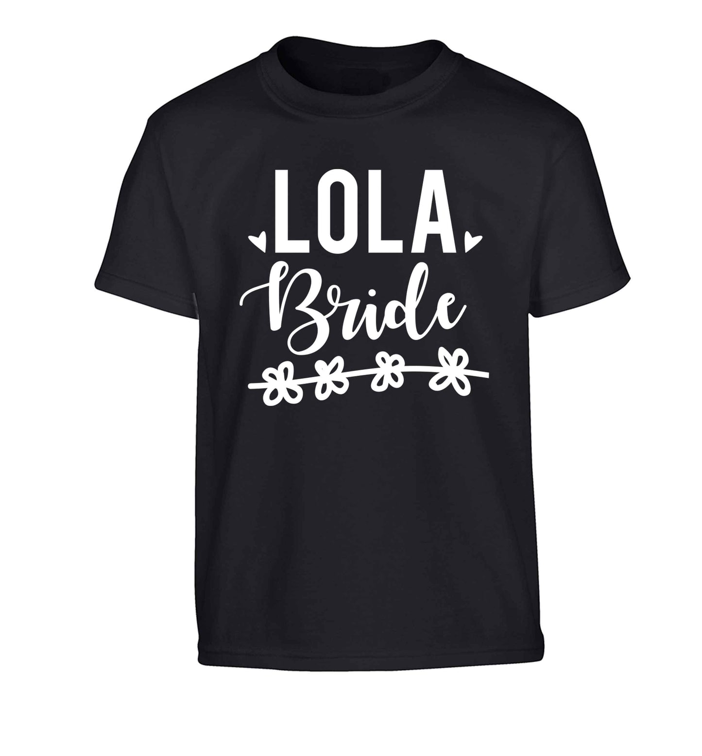 Personalised bride Children's black Tshirt 12-13 Years