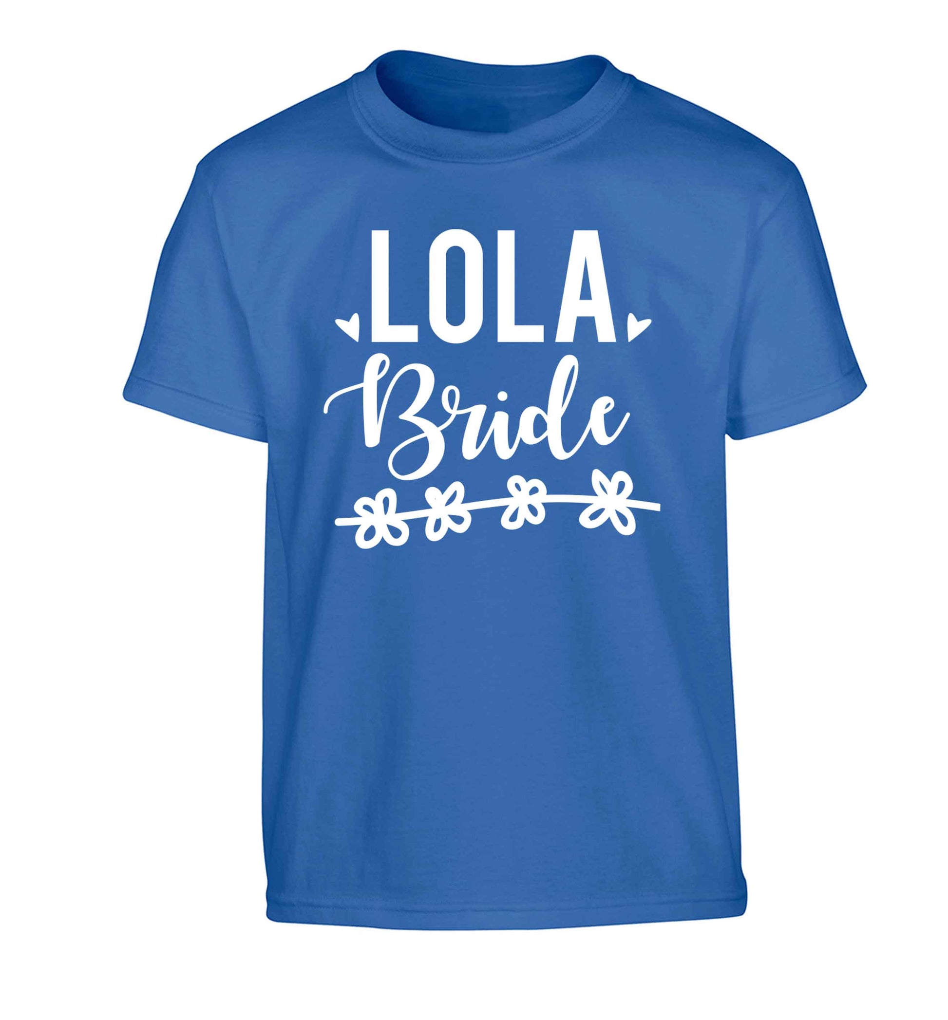 Personalised bride Children's blue Tshirt 12-13 Years