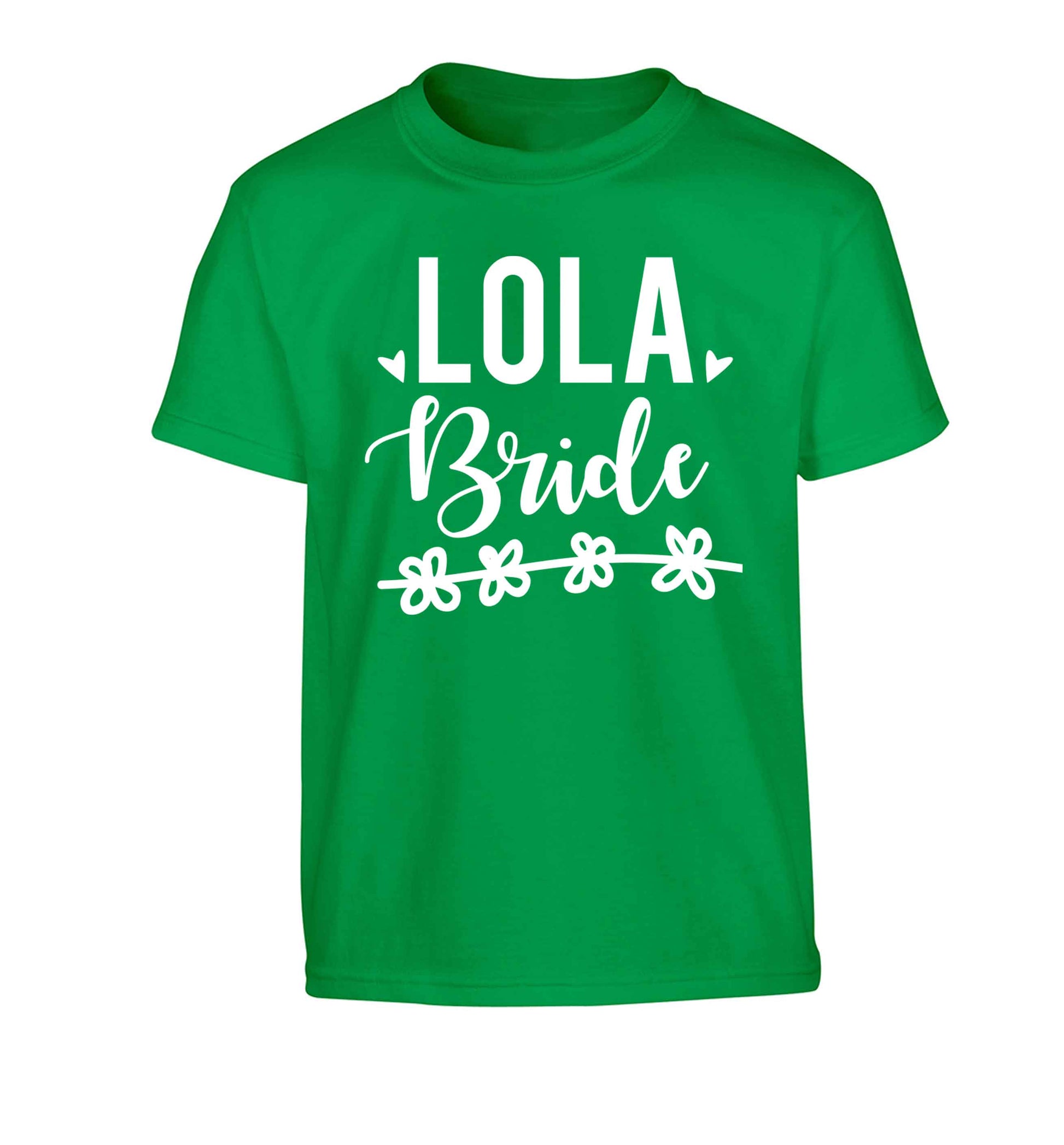 Personalised bride Children's green Tshirt 12-13 Years