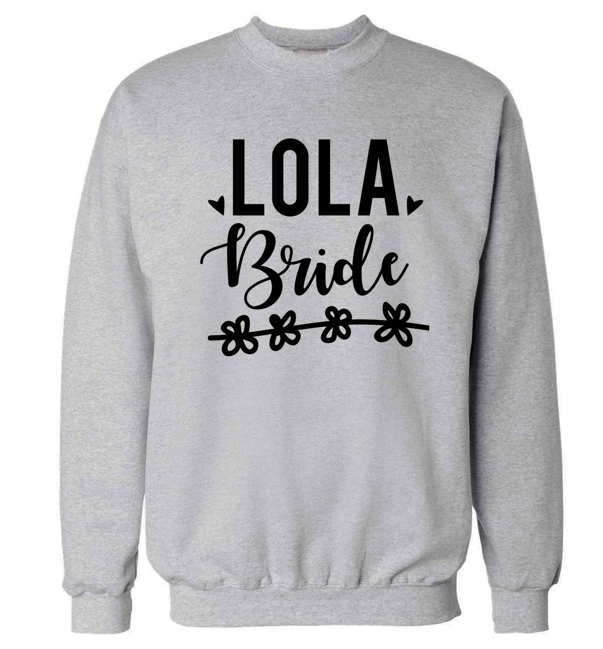 Personalised bride Adult's unisex grey Sweater 2XL