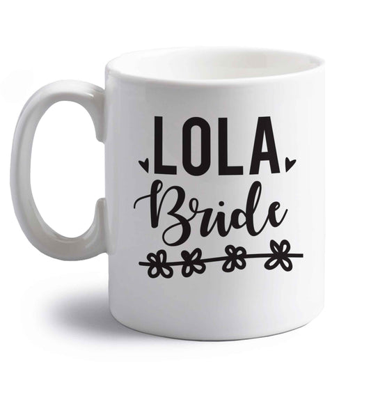 Personalised bride right handed white ceramic mug 