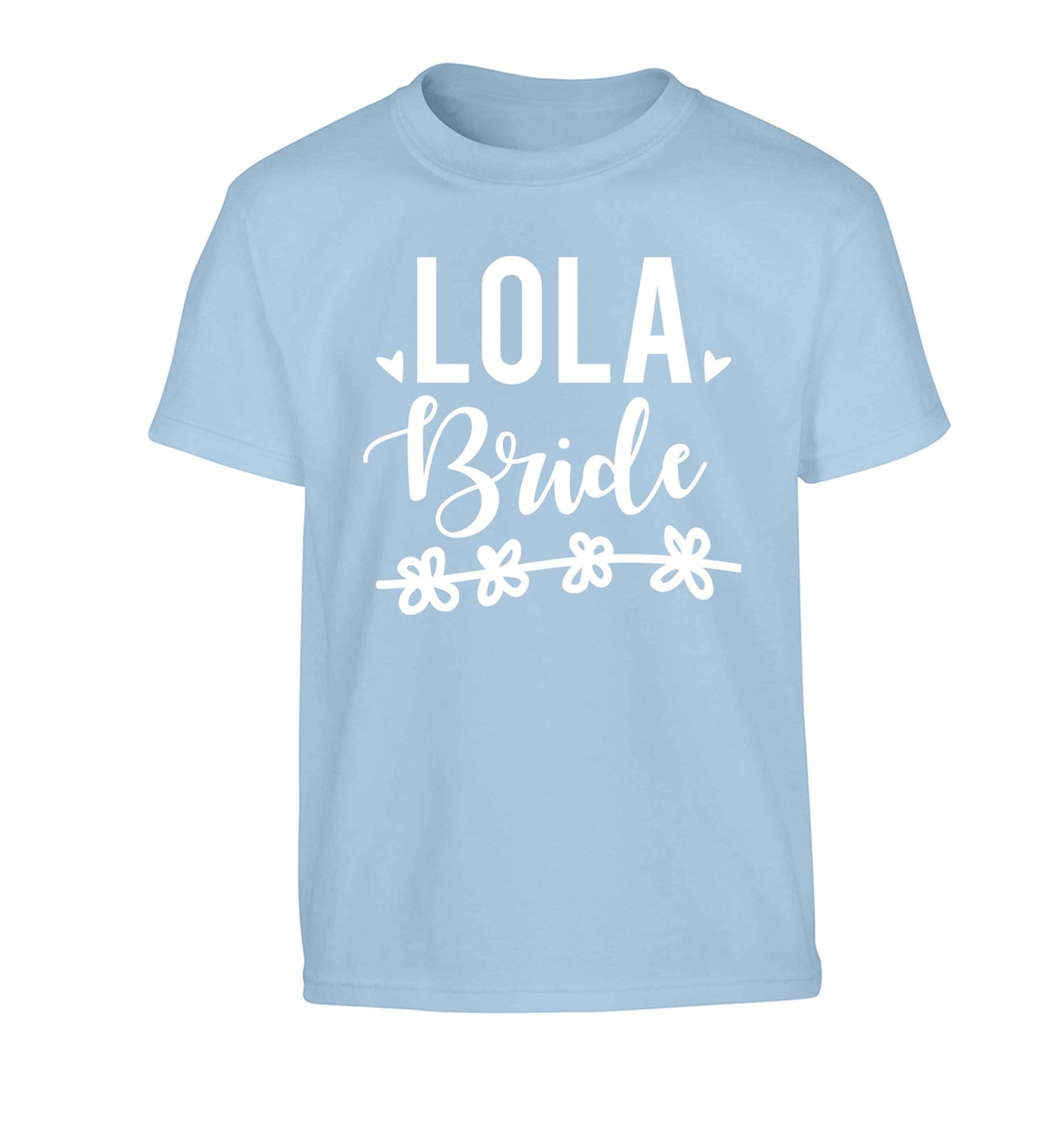 Personalised bride Children's light blue Tshirt 12-13 Years