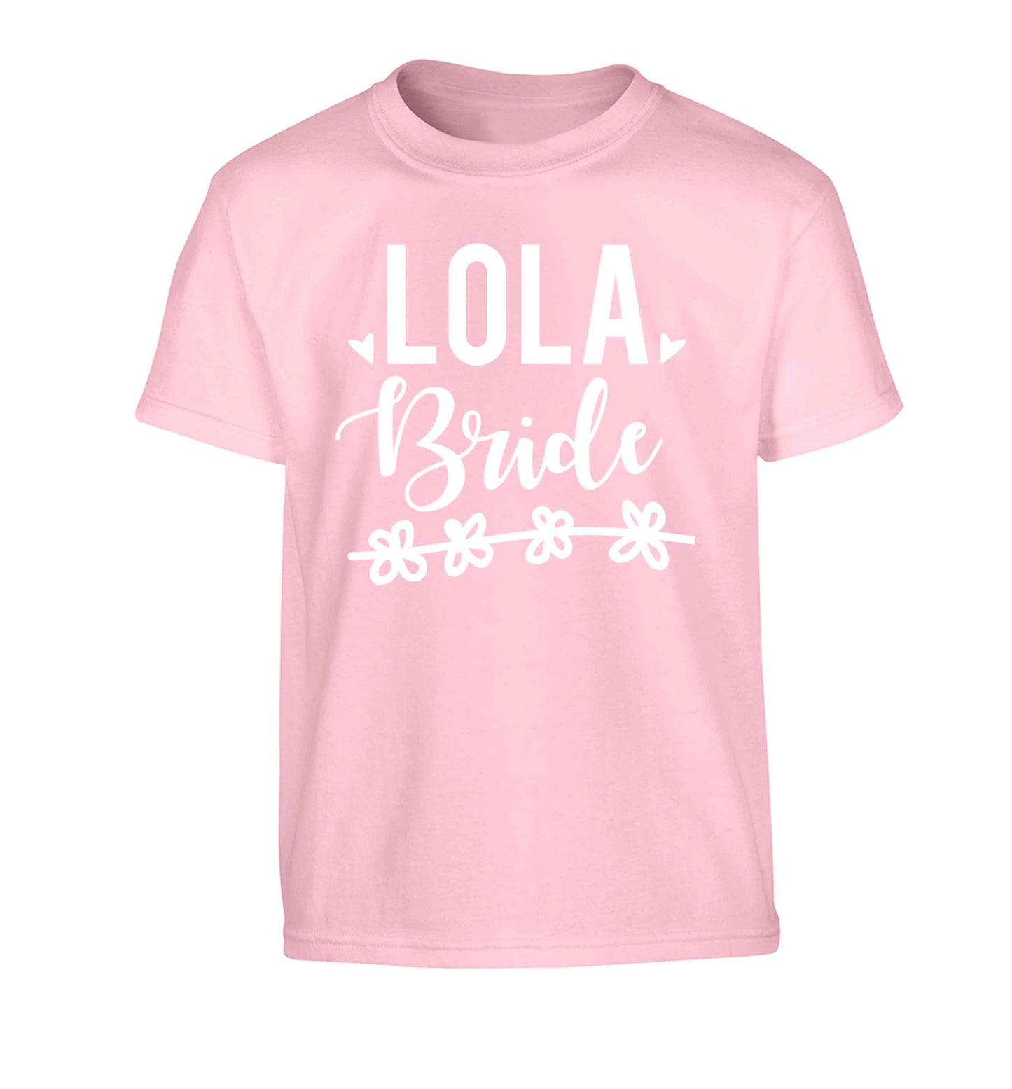 Personalised bride Children's light pink Tshirt 12-13 Years
