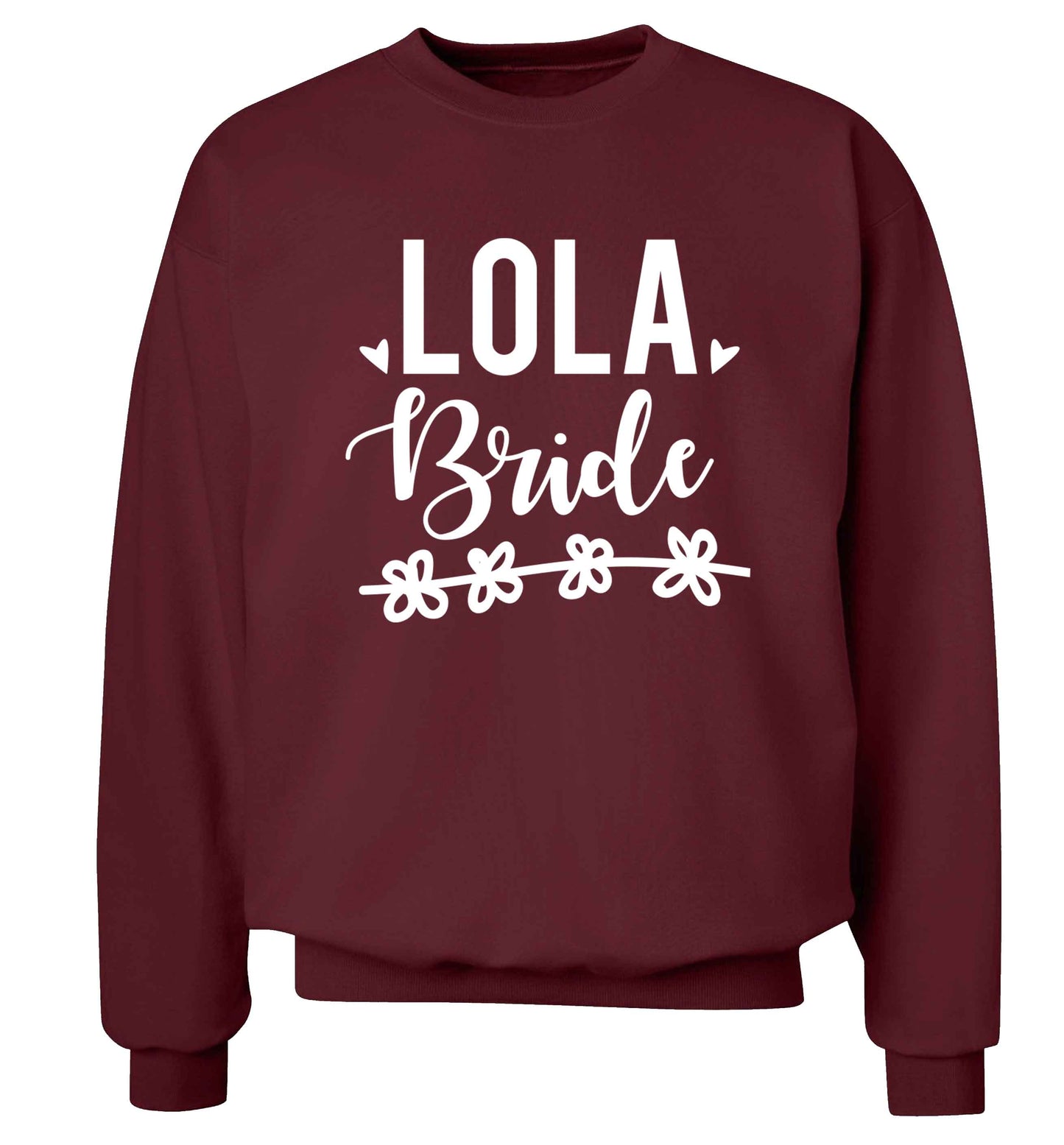 Personalised bride Adult's unisex maroon Sweater 2XL