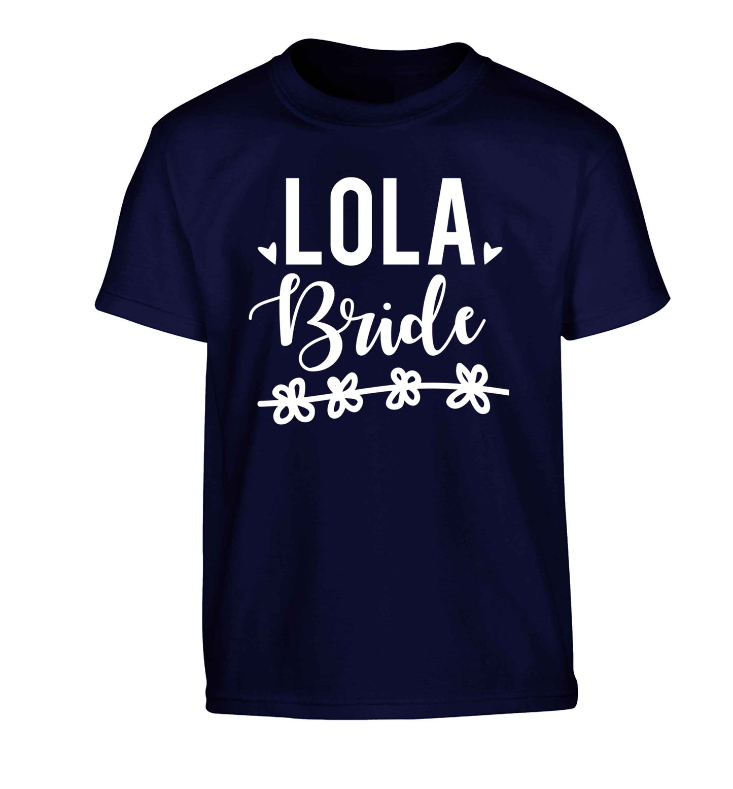 Personalised bride Children's navy Tshirt 12-13 Years