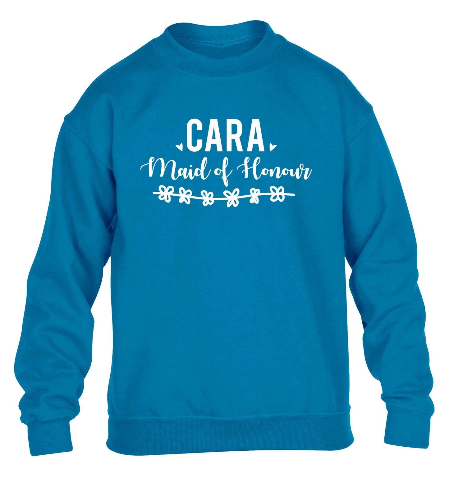 Personalised maid of honour children's blue sweater 12-13 Years