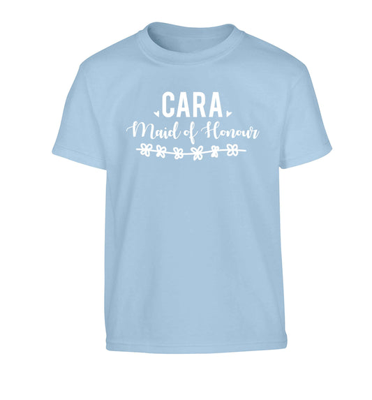 Personalised maid of honour Children's light blue Tshirt 12-13 Years