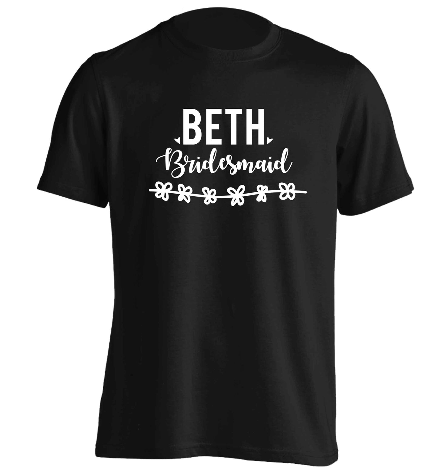 Personalised bridesmaid adults unisex black Tshirt 2XL