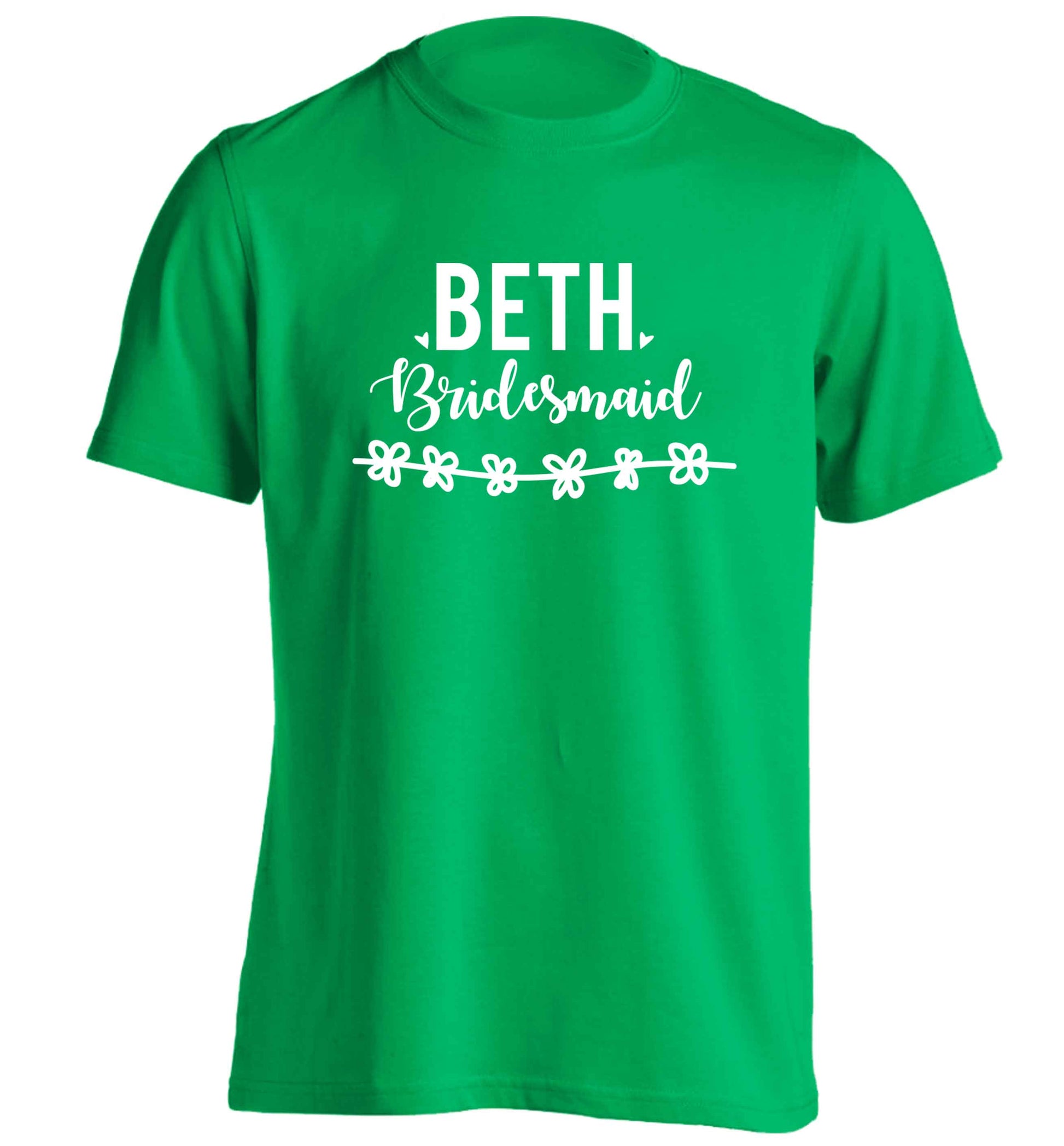 Personalised bridesmaid adults unisex green Tshirt 2XL