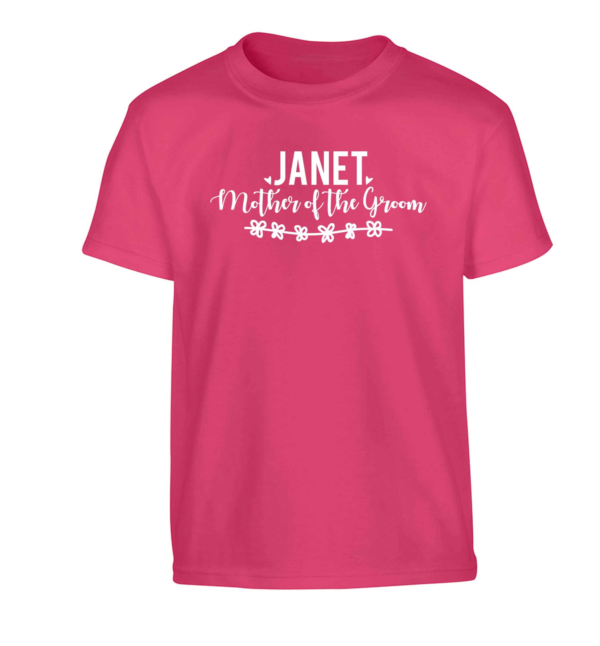Personalised mother of the groom Children's pink Tshirt 12-13 Years