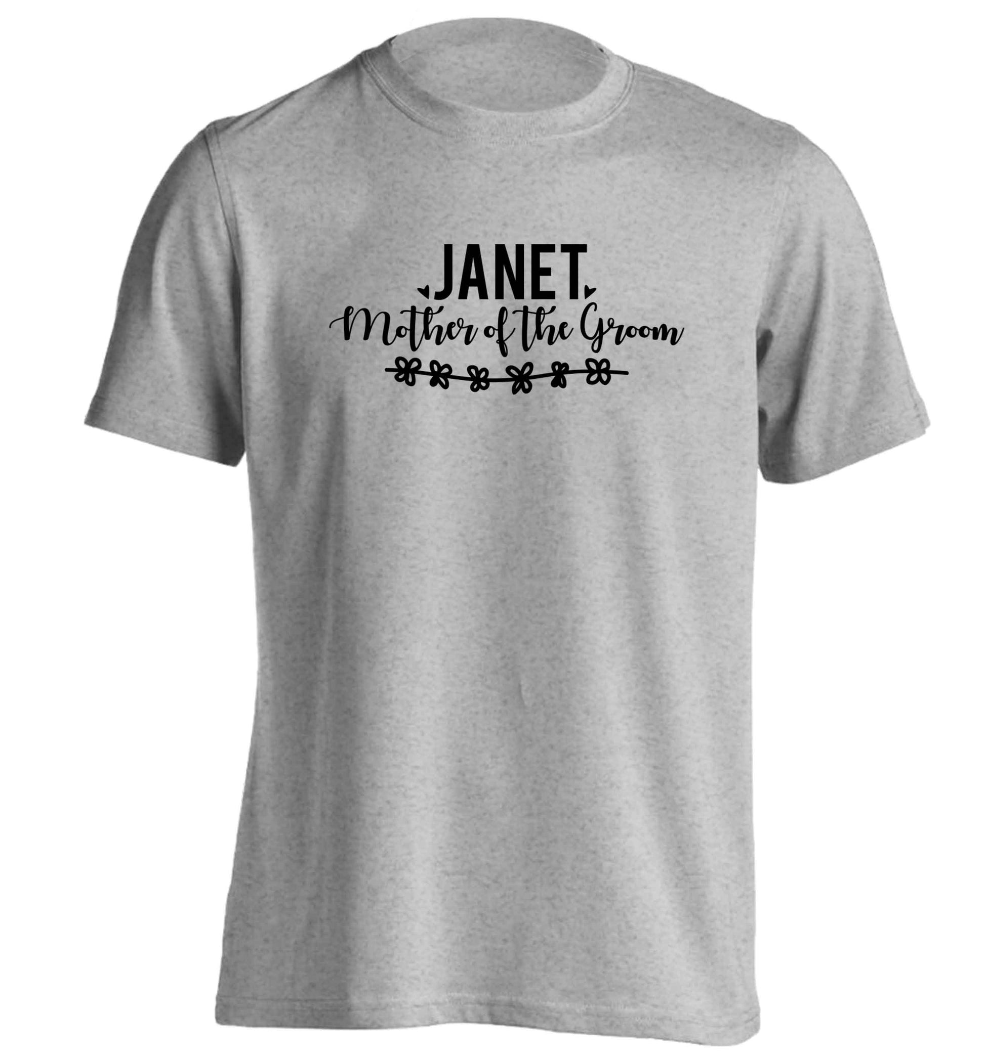 Personalised mother of the groom adults unisex grey Tshirt 2XL