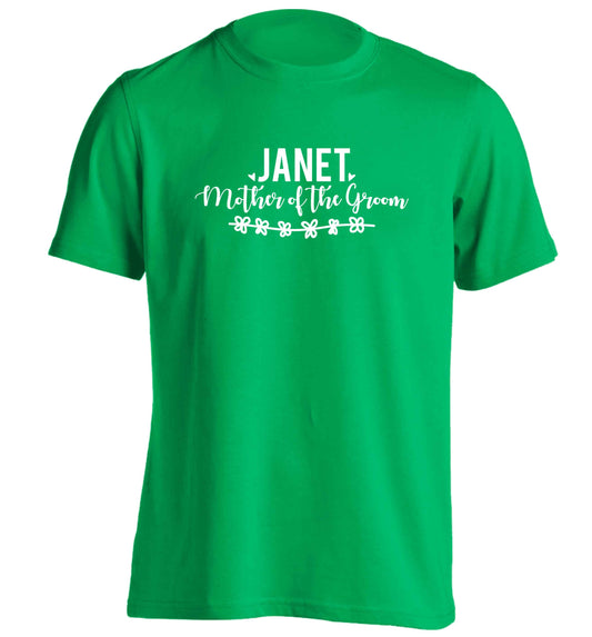 Personalised mother of the groom adults unisex green Tshirt 2XL