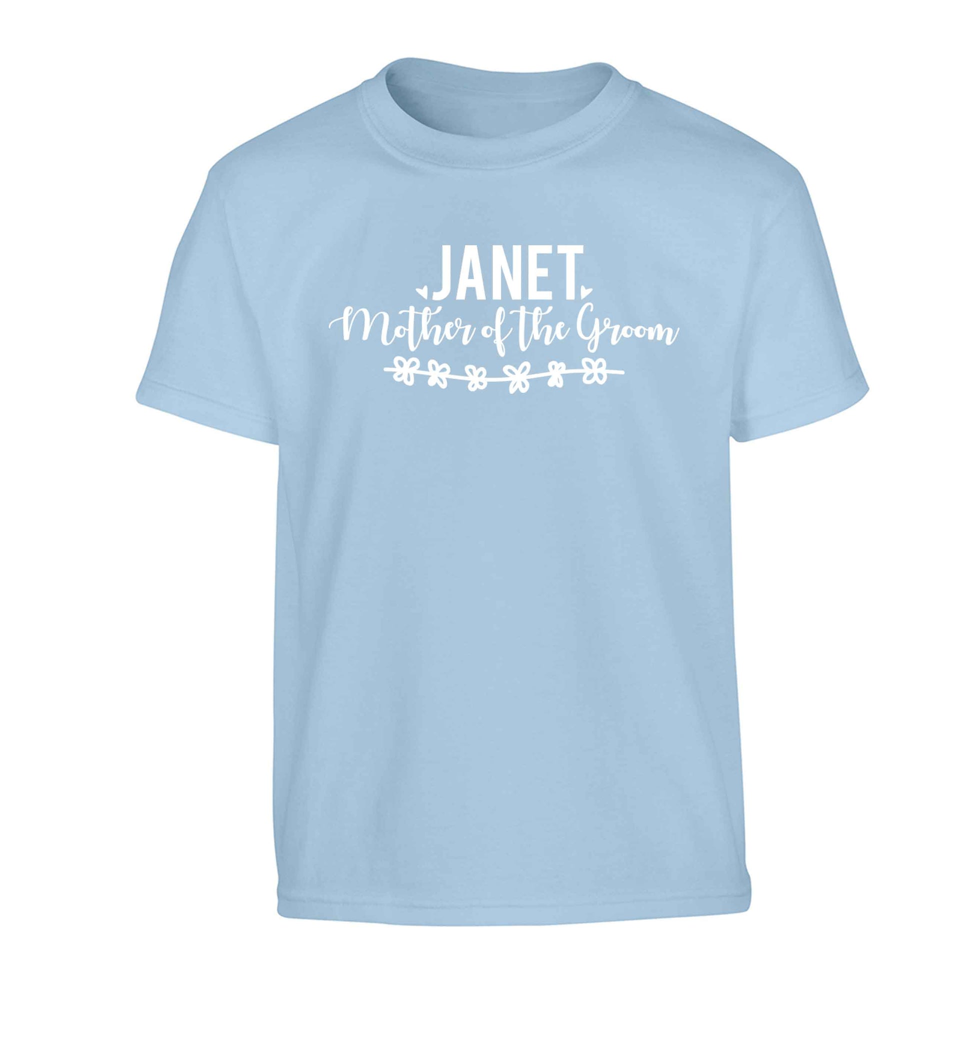 Personalised mother of the groom Children's light blue Tshirt 12-13 Years