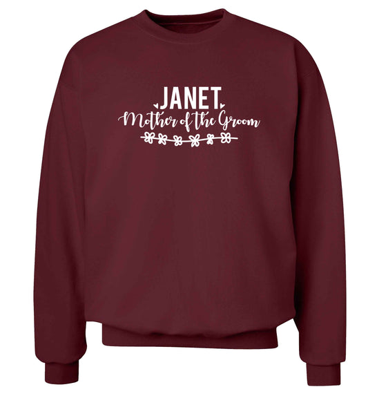 Personalised mother of the groom Adult's unisex maroon Sweater 2XL