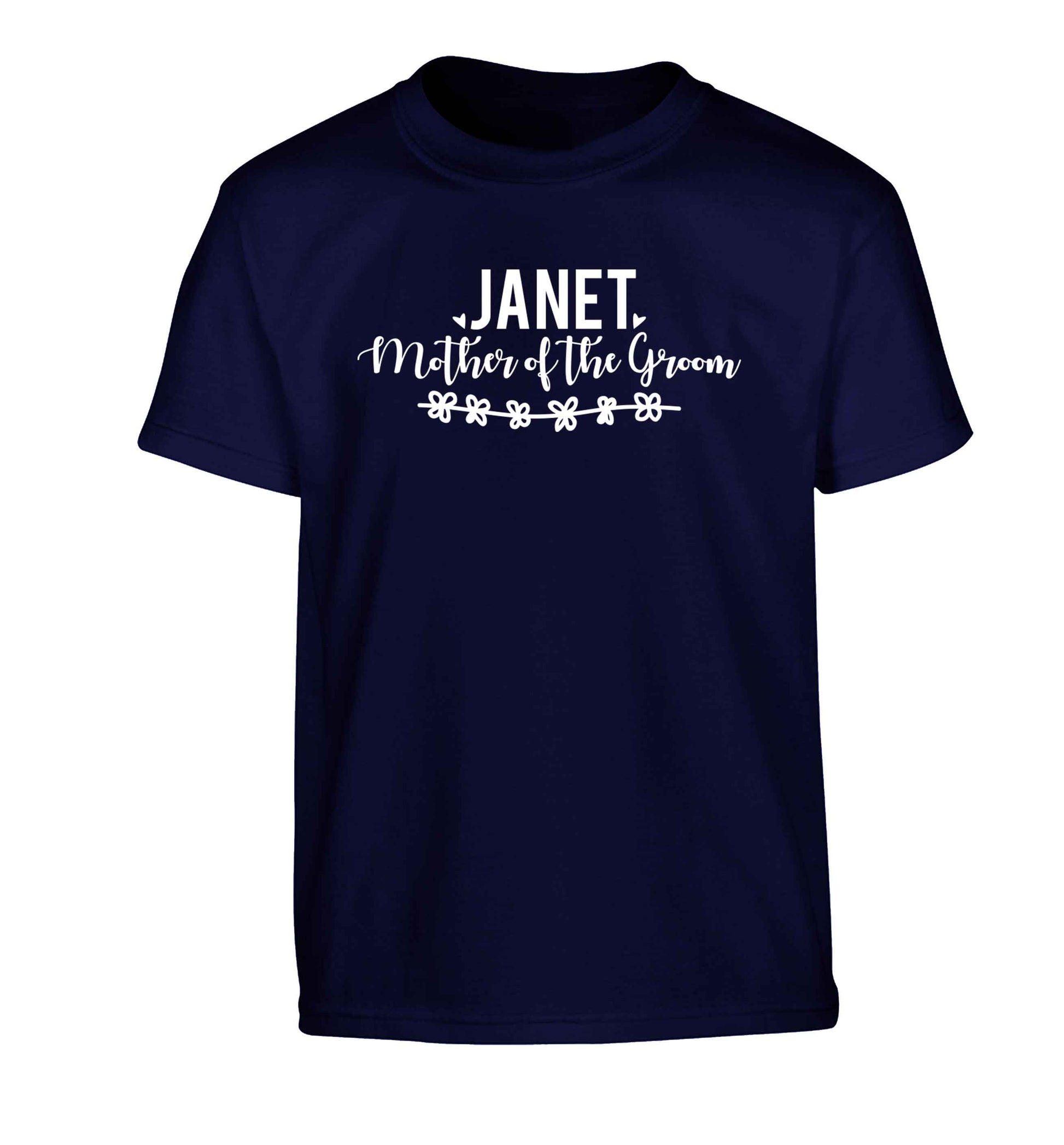 Personalised mother of the groom Children's navy Tshirt 12-13 Years