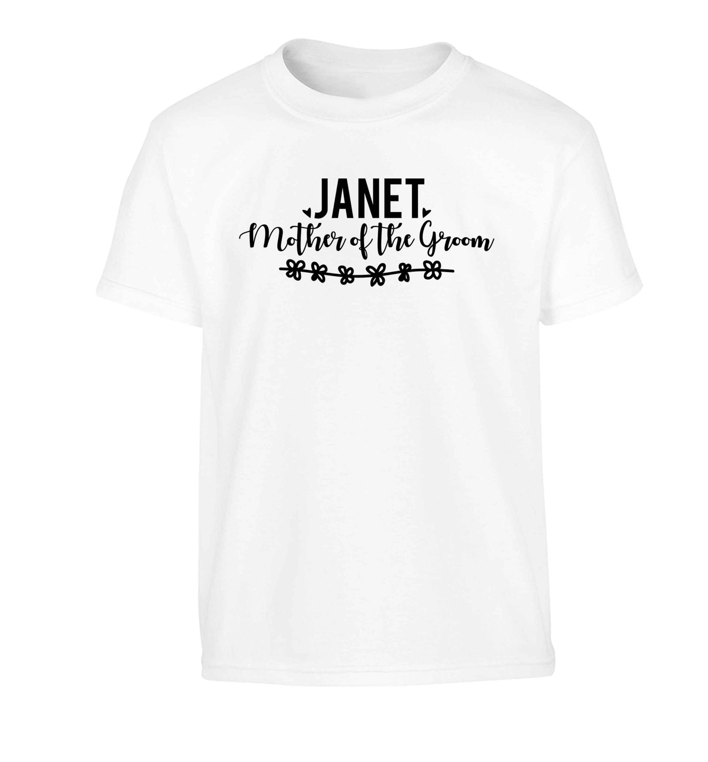 Personalised mother of the groom Children's white Tshirt 12-13 Years