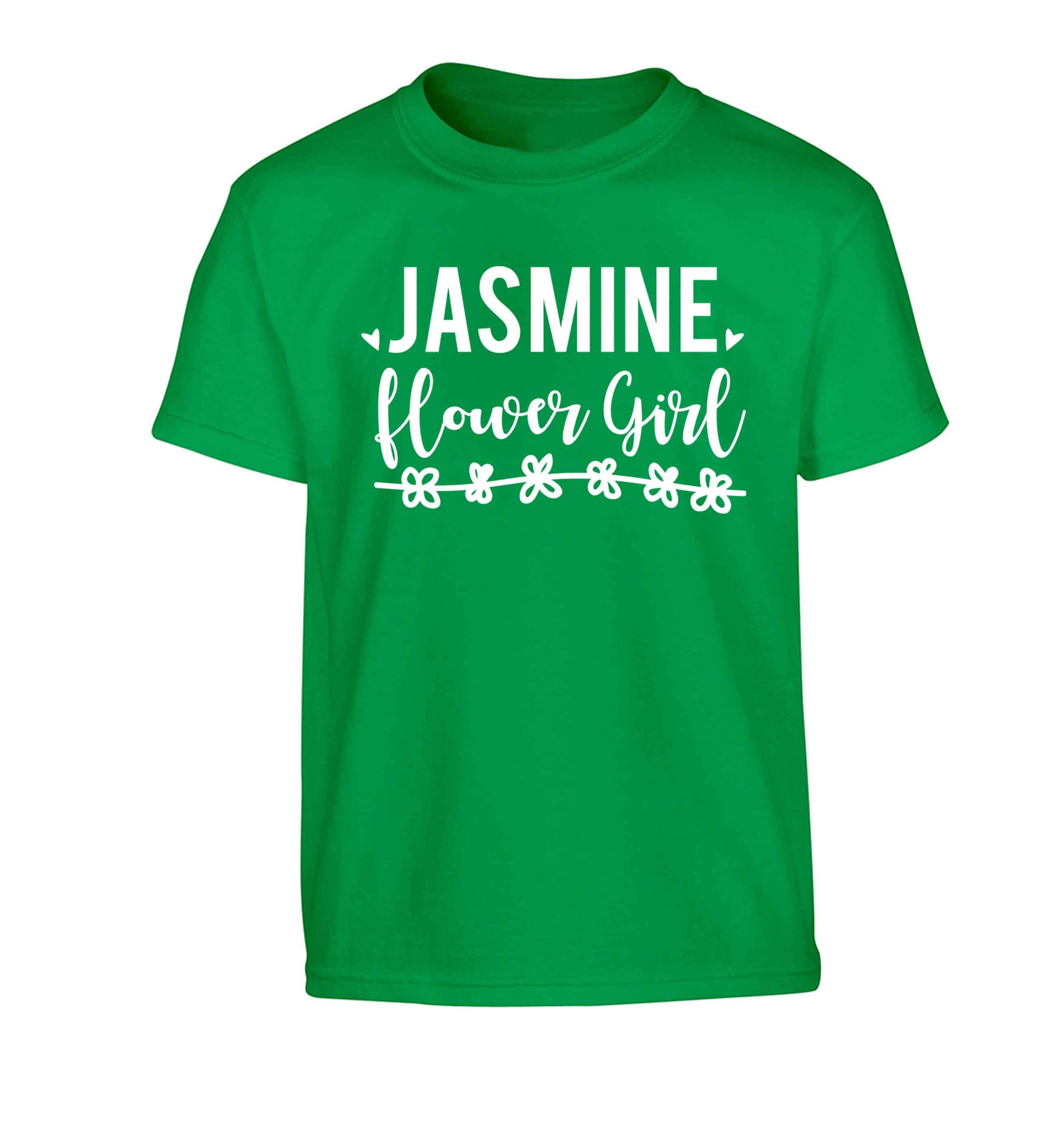 Personalised flower girl Children's green Tshirt 12-13 Years